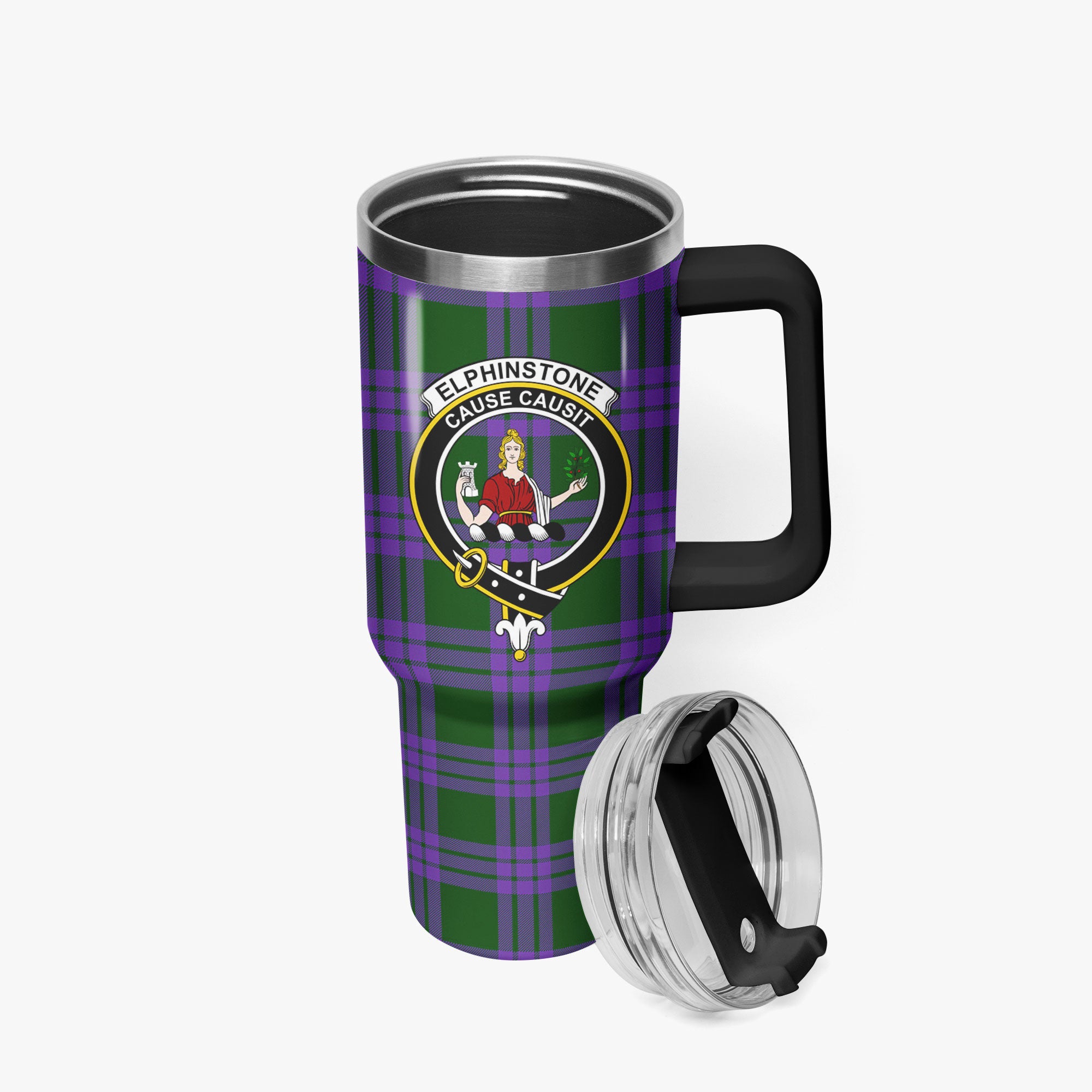 Elphinstone Tartan Crest 40 oz Insulated Tumbler with Handle