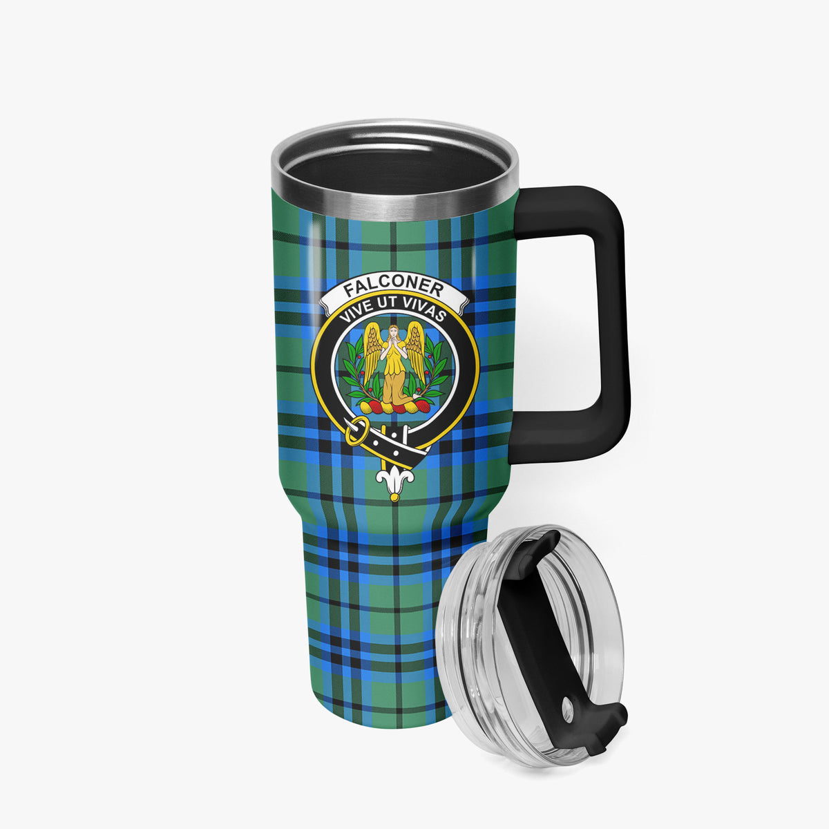 Falconer Tartan Crest 40 oz Insulated Tumbler with Handle