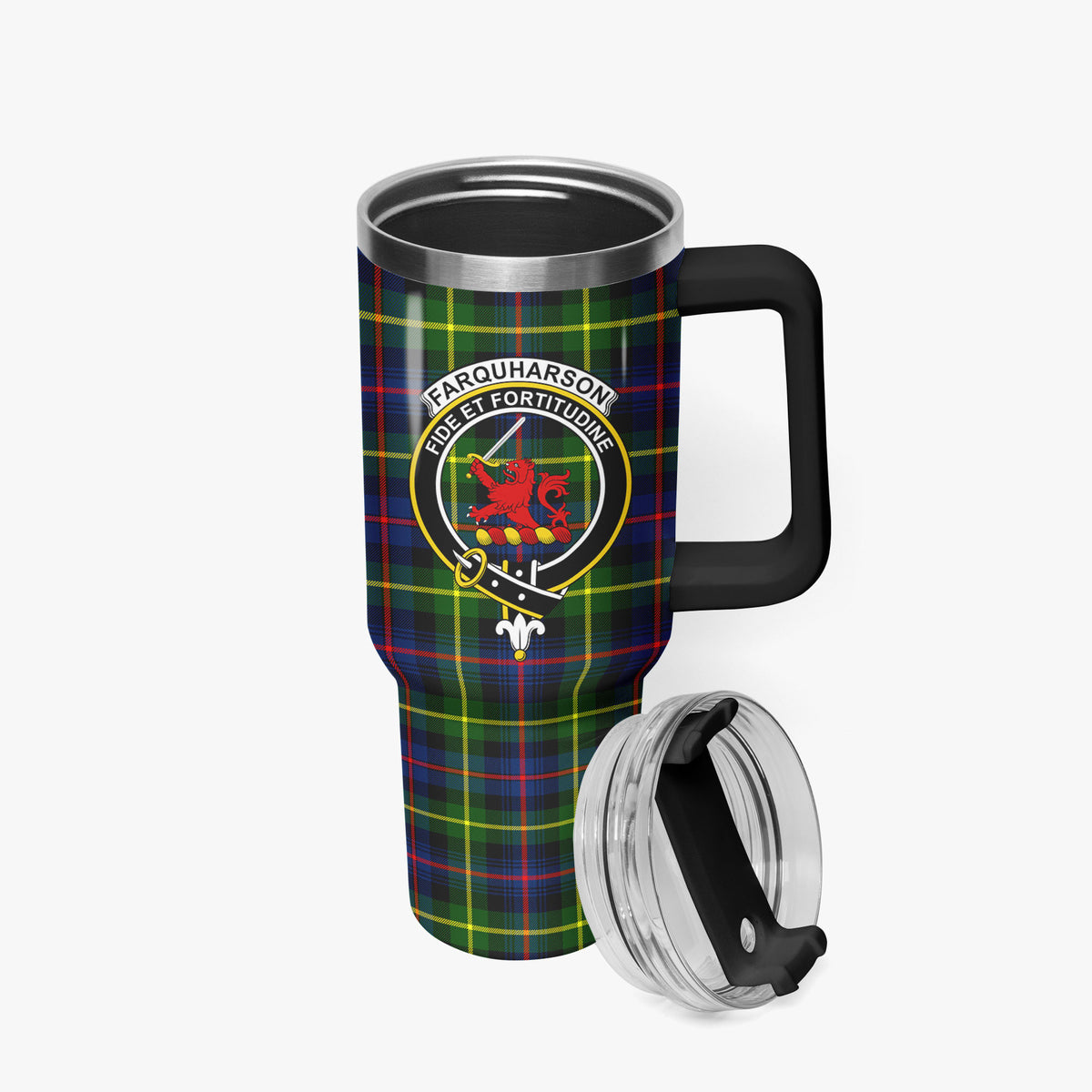 Farquharson Modern Tartan Crest 40 oz Insulated Tumbler with Handle