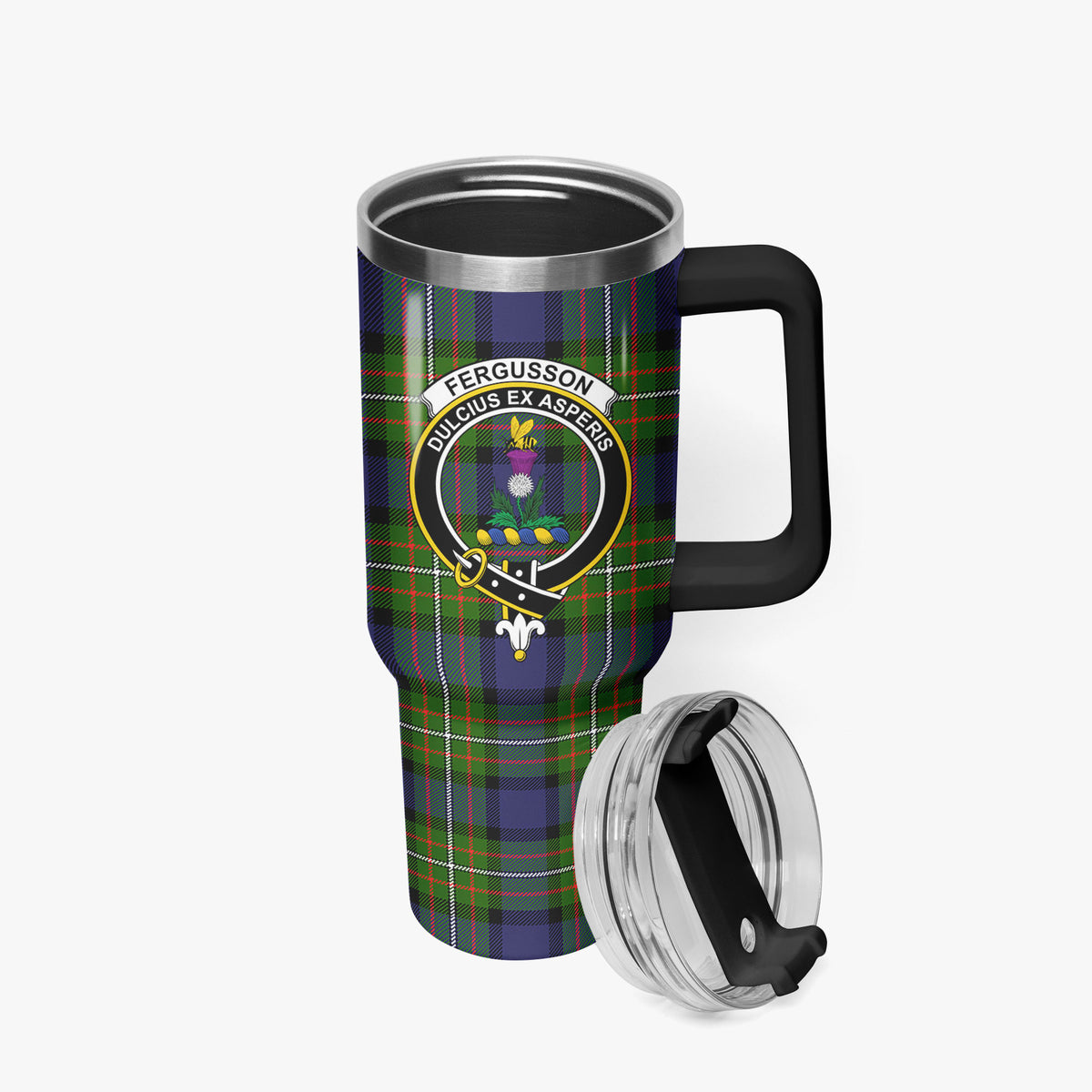 Fergusson Modern Tartan Crest 40 oz Insulated Tumbler with Handle