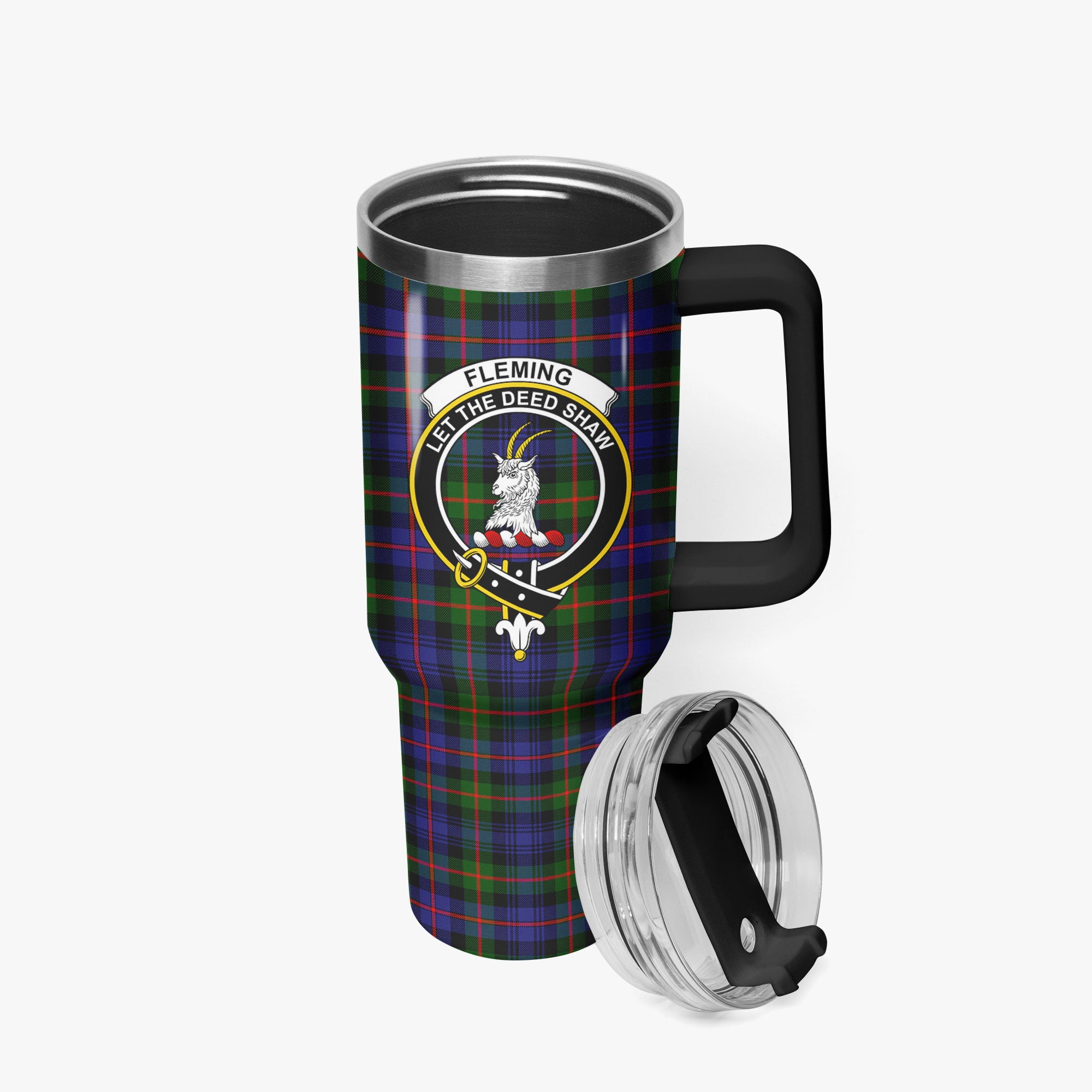 Fleming Tartan Crest 40 oz Insulated Tumbler with Handle