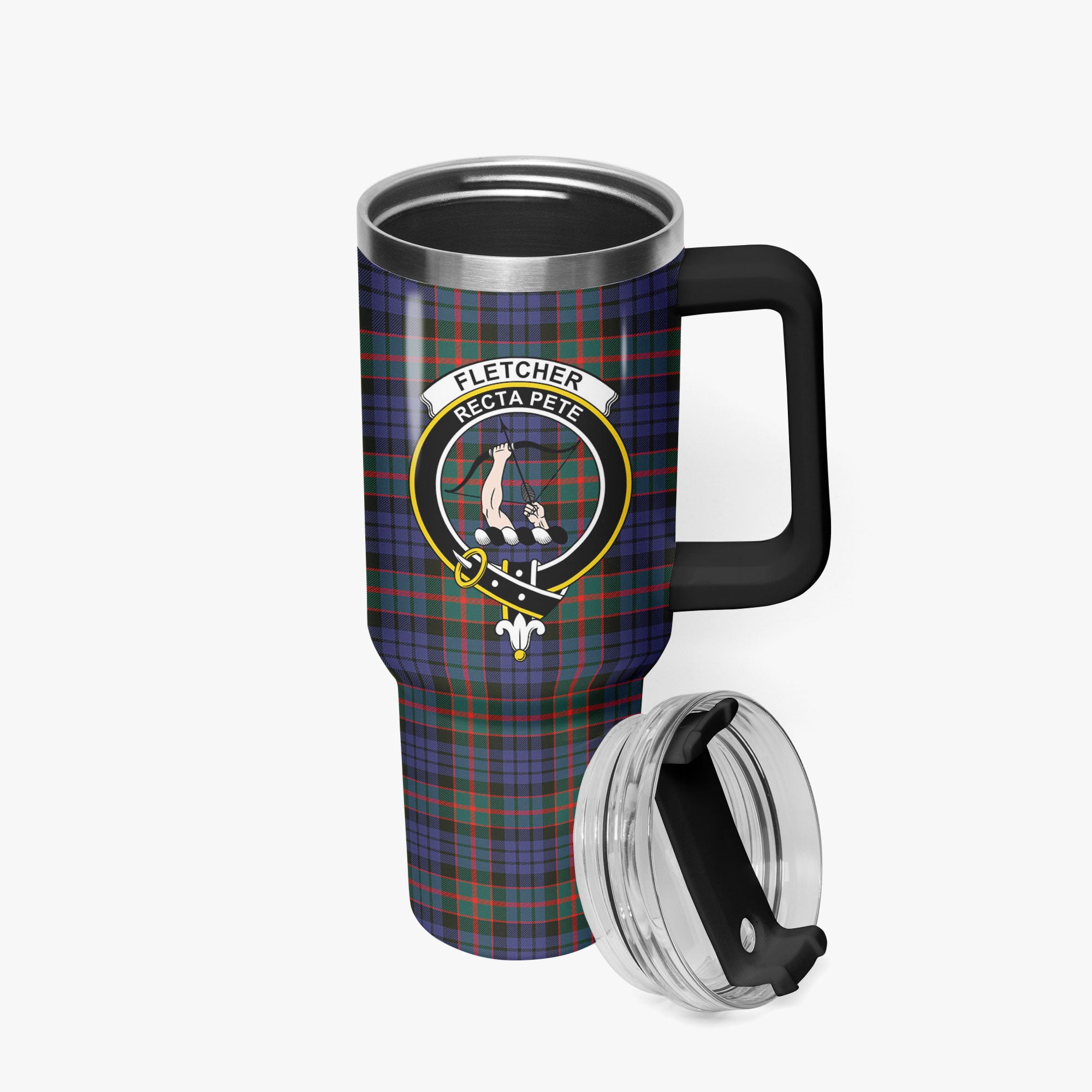 Fletcher of Dunans Tartan Crest 40 oz Insulated Tumbler with Handle