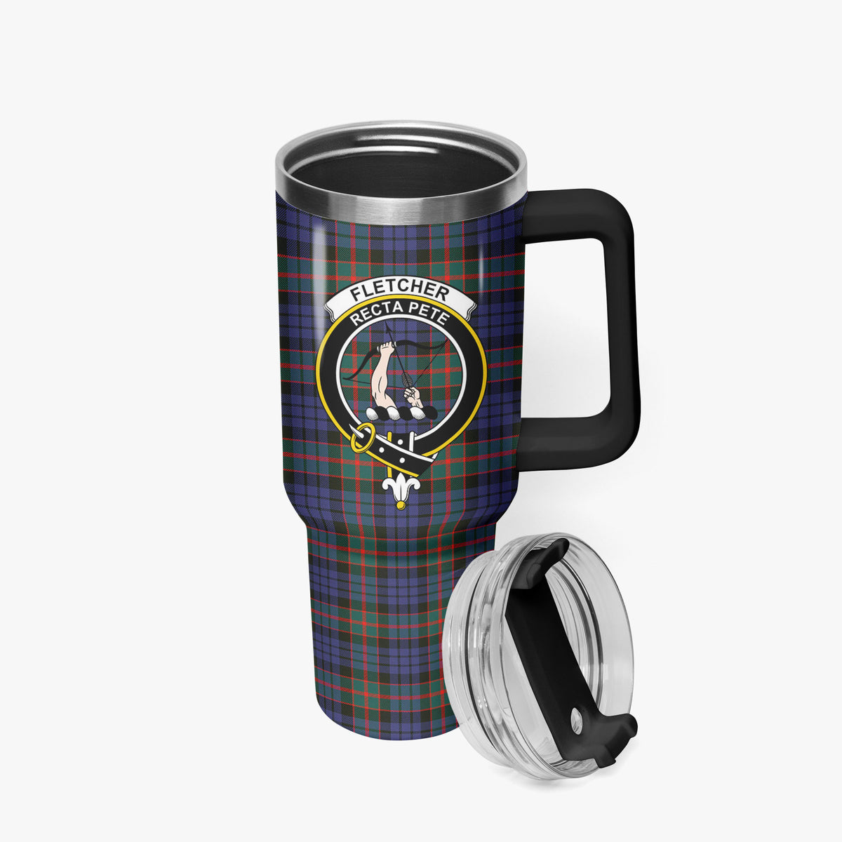 Fletcher of Dunans Tartan Crest 40 oz Insulated Tumbler with Handle