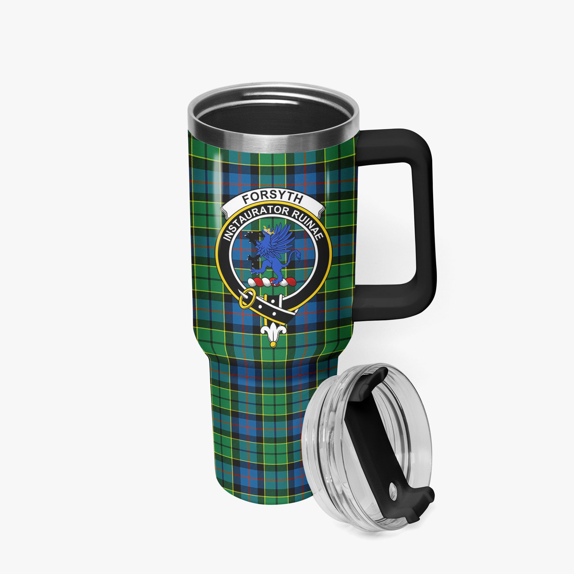Forsyth Ancient Tartan Crest 40 oz Insulated Tumbler with Handle