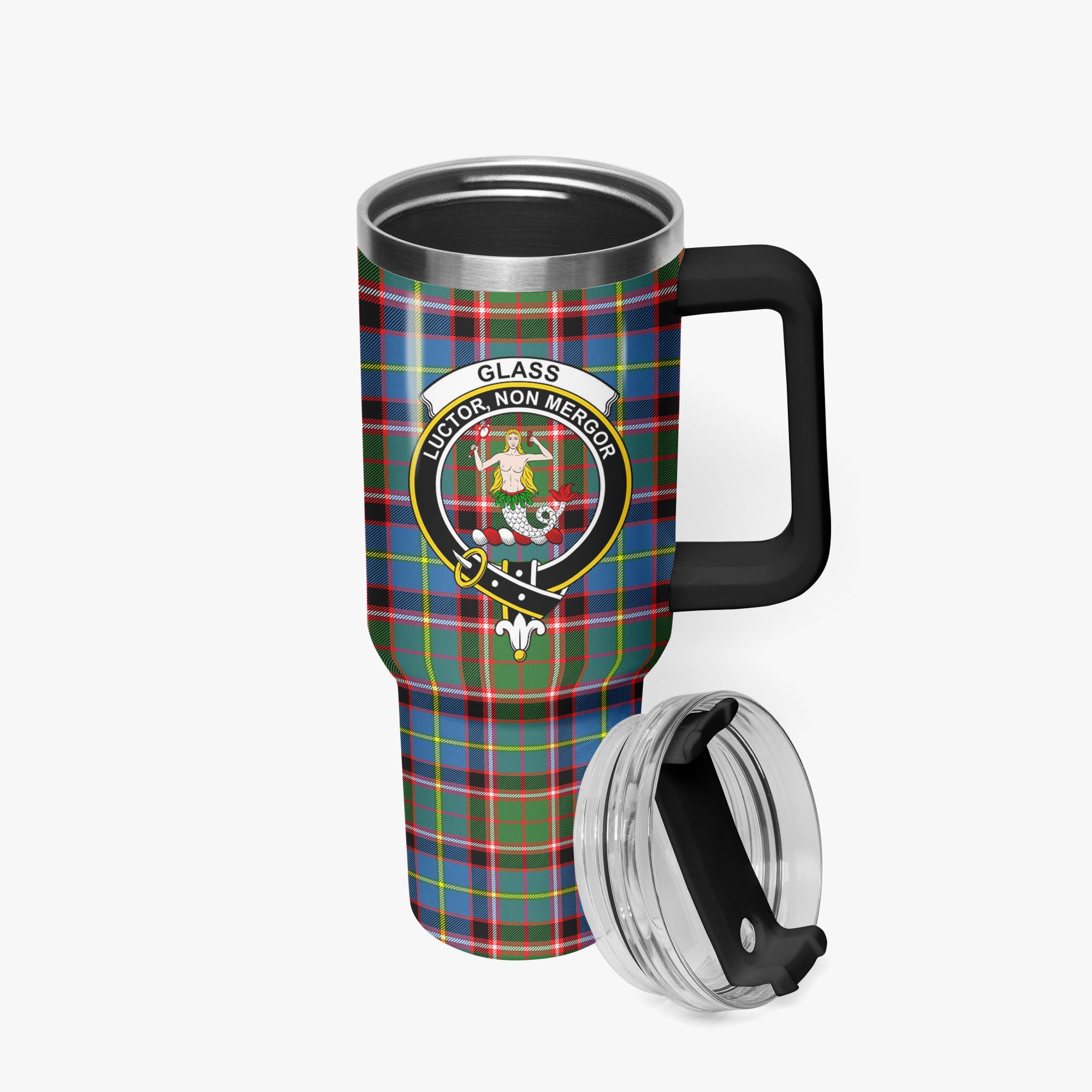 Glass Tartan Crest 40 oz Insulated Tumbler with Handle