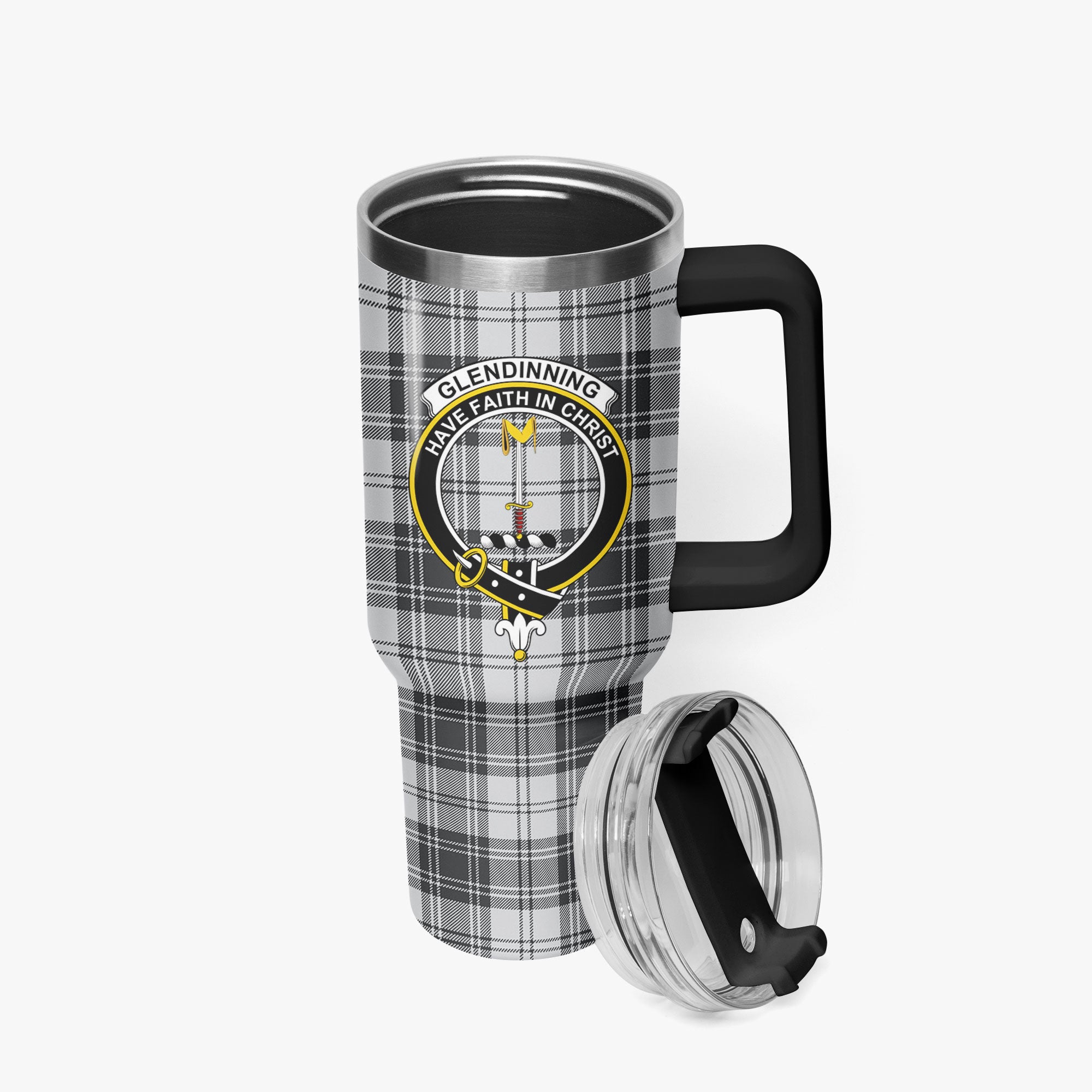 Glendinning Tartan Crest 40 oz Insulated Tumbler with Handle