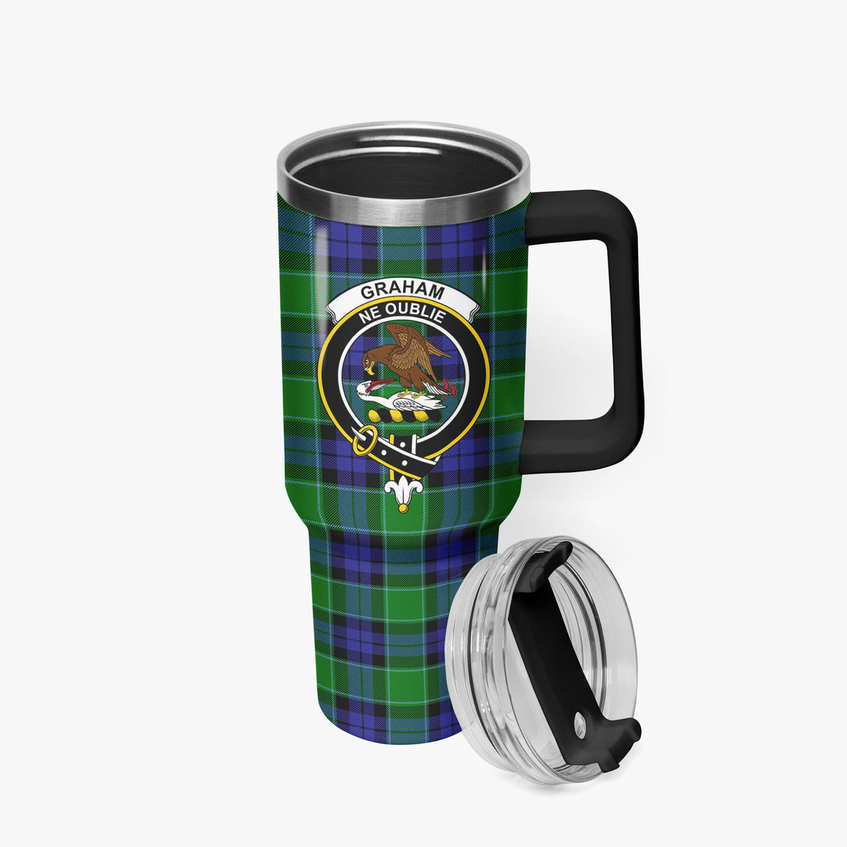Graham of Menteith Modern Tartan Crest 40 oz Insulated Tumbler with Handle