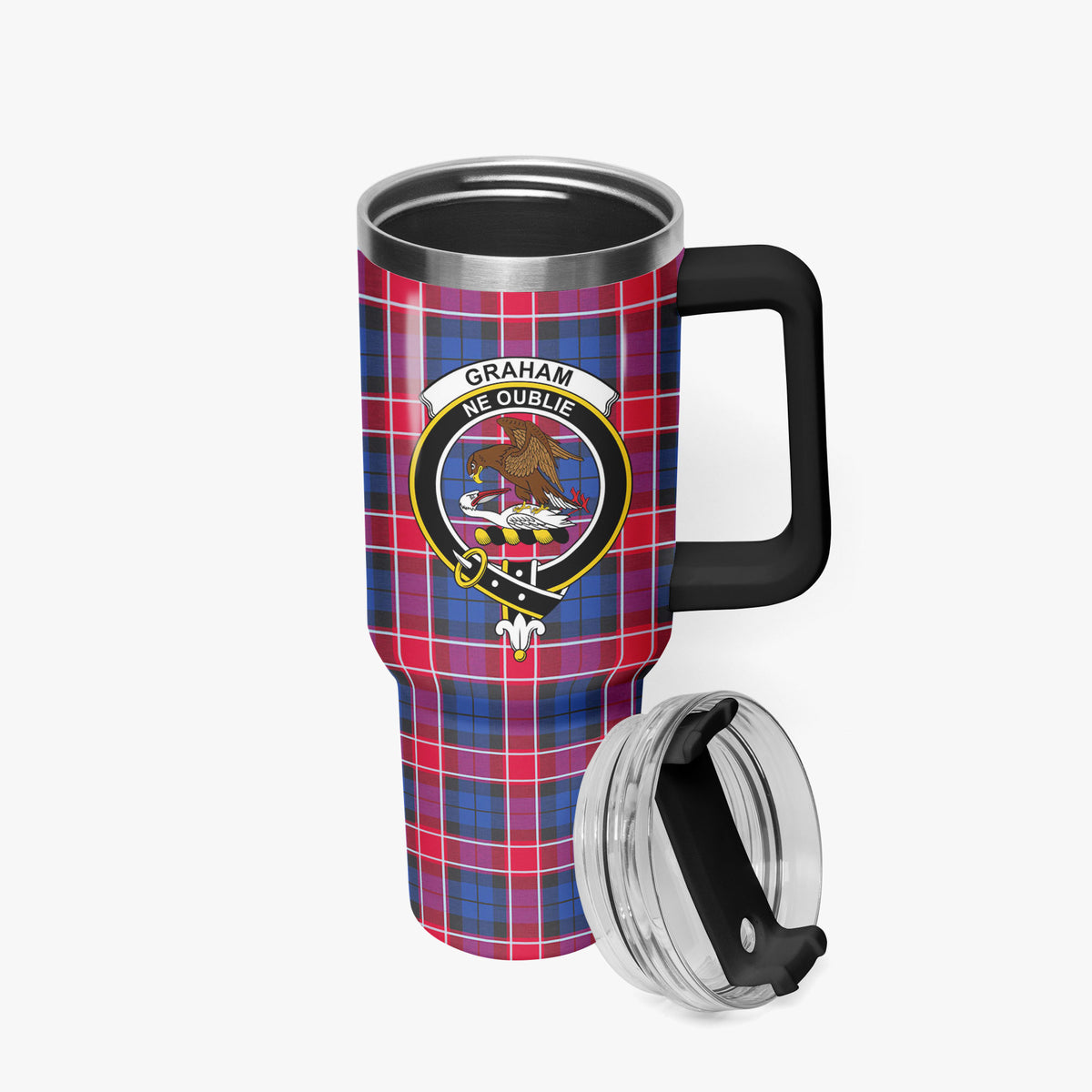 Graham of Menteith Red Tartan Crest 40 oz Insulated Tumbler with Handle