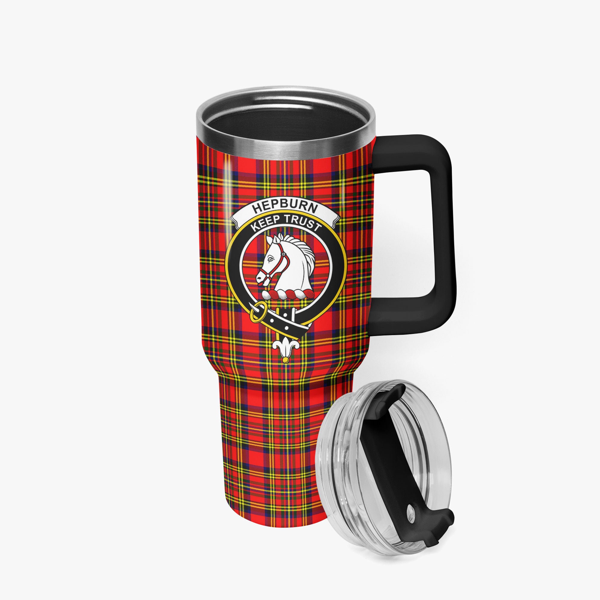 Hepburn Tartan Crest 40 oz Insulated Tumbler with Handle