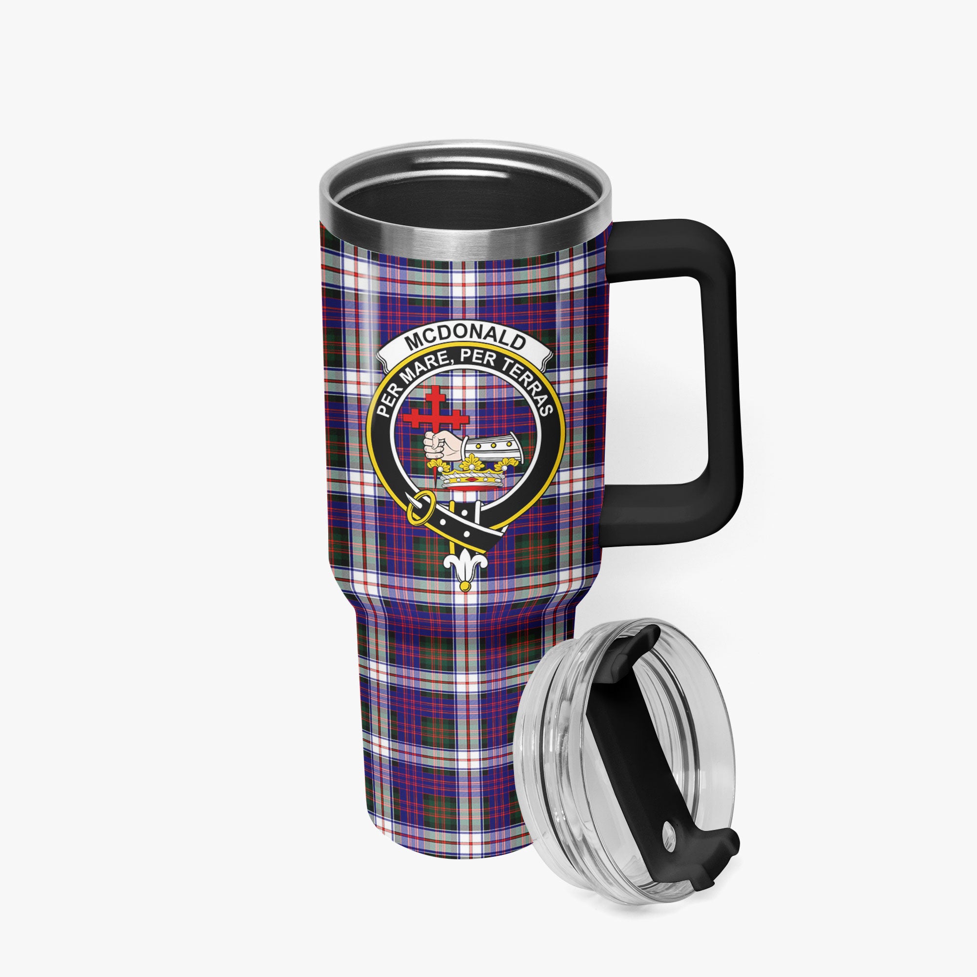 McDonald Dress Modern Tartan Crest 40 oz Insulated Tumbler with Handle