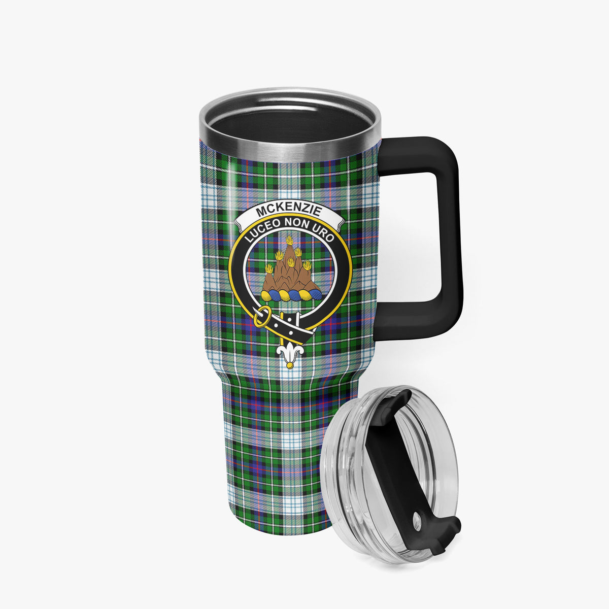 McKenzie Dress Modern Tartan Crest 40 oz Insulated Tumbler with Handle