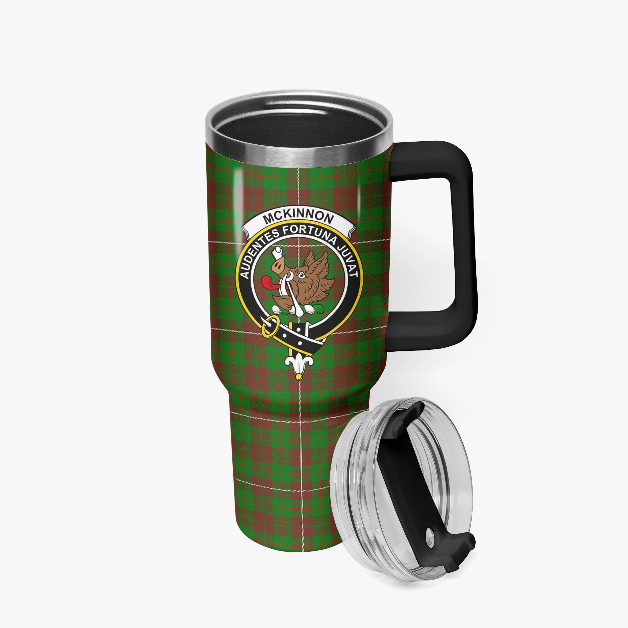 McKinnon Hunting Modern Tartan Crest 40 oz Insulated Tumbler with Handle