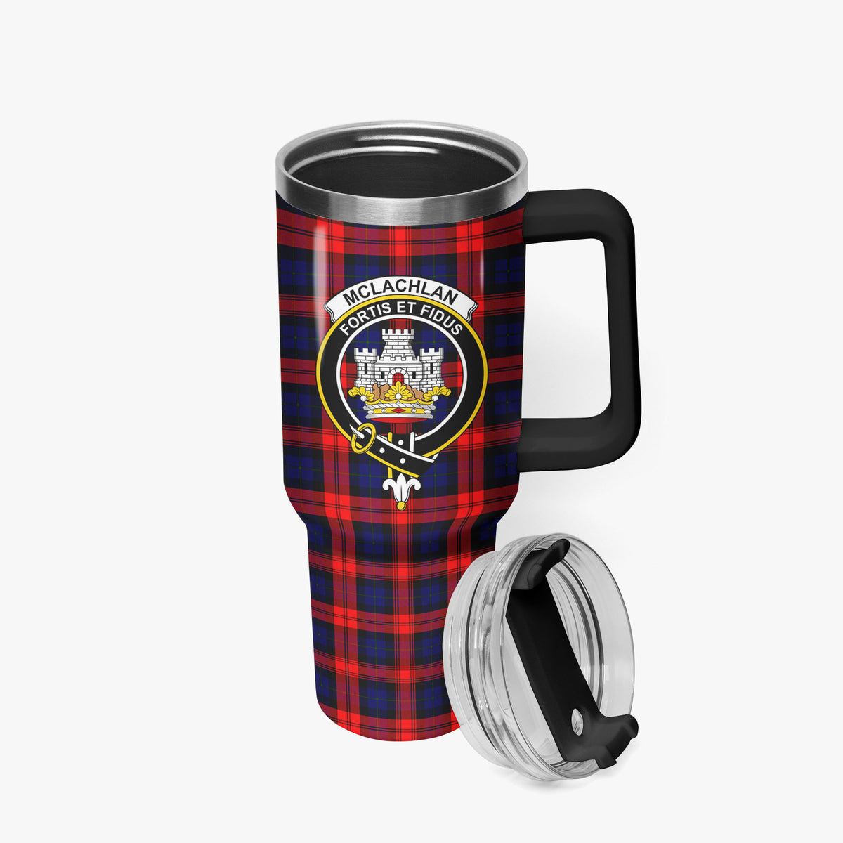 McLachlan Modern Tartan Crest 40 oz Insulated Tumbler with Handle