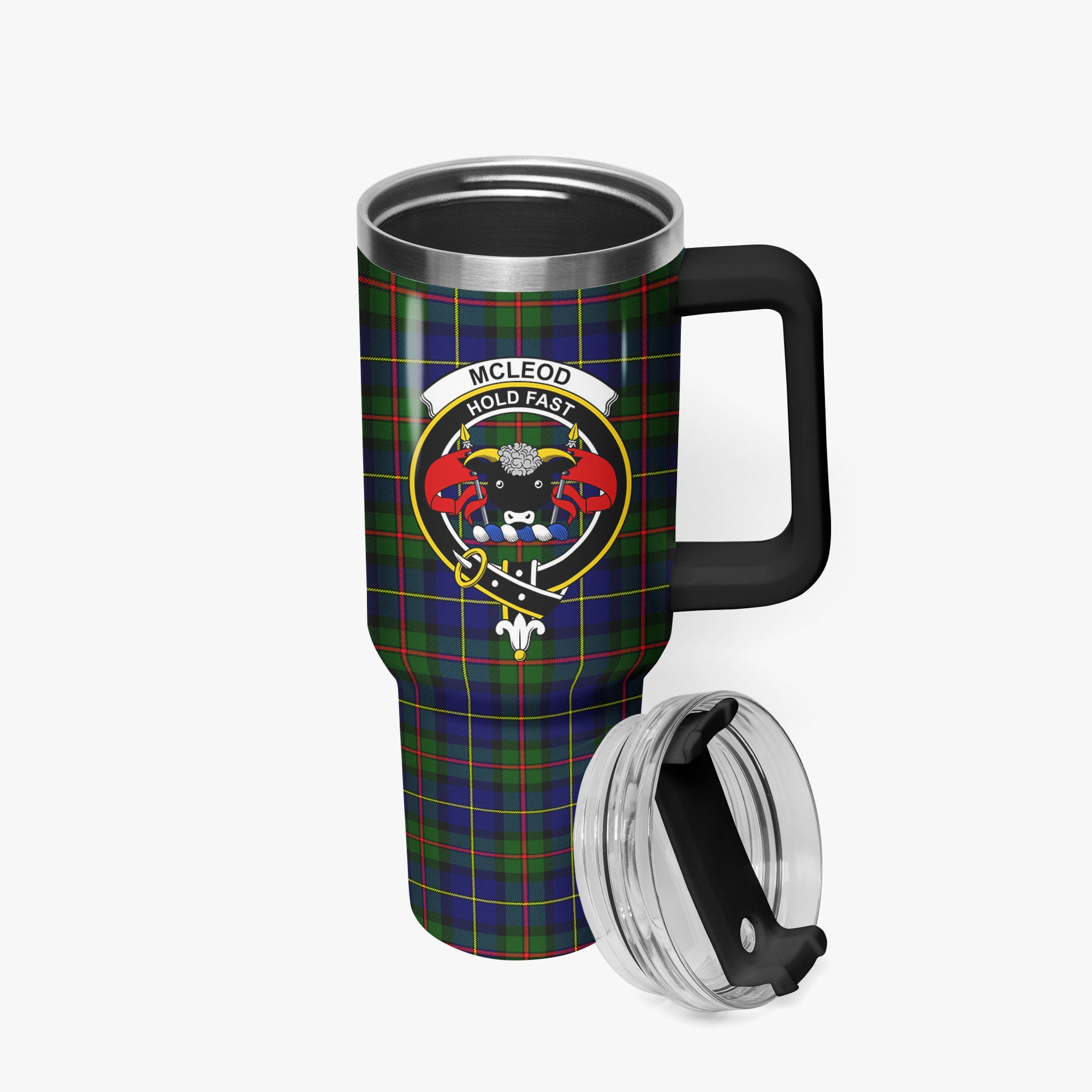 McLeod of Harris Modern Tartan Crest 40 oz Insulated Tumbler with Handle