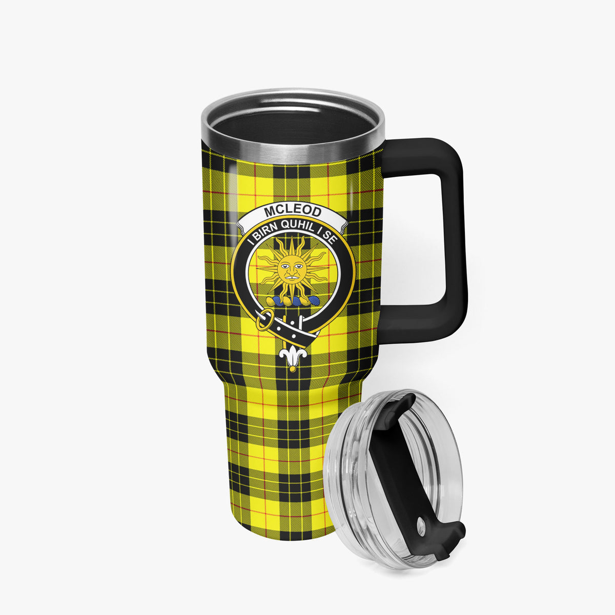 McLeod of Lewis Modern Tartan Crest 40 oz Insulated Tumbler with Handle
