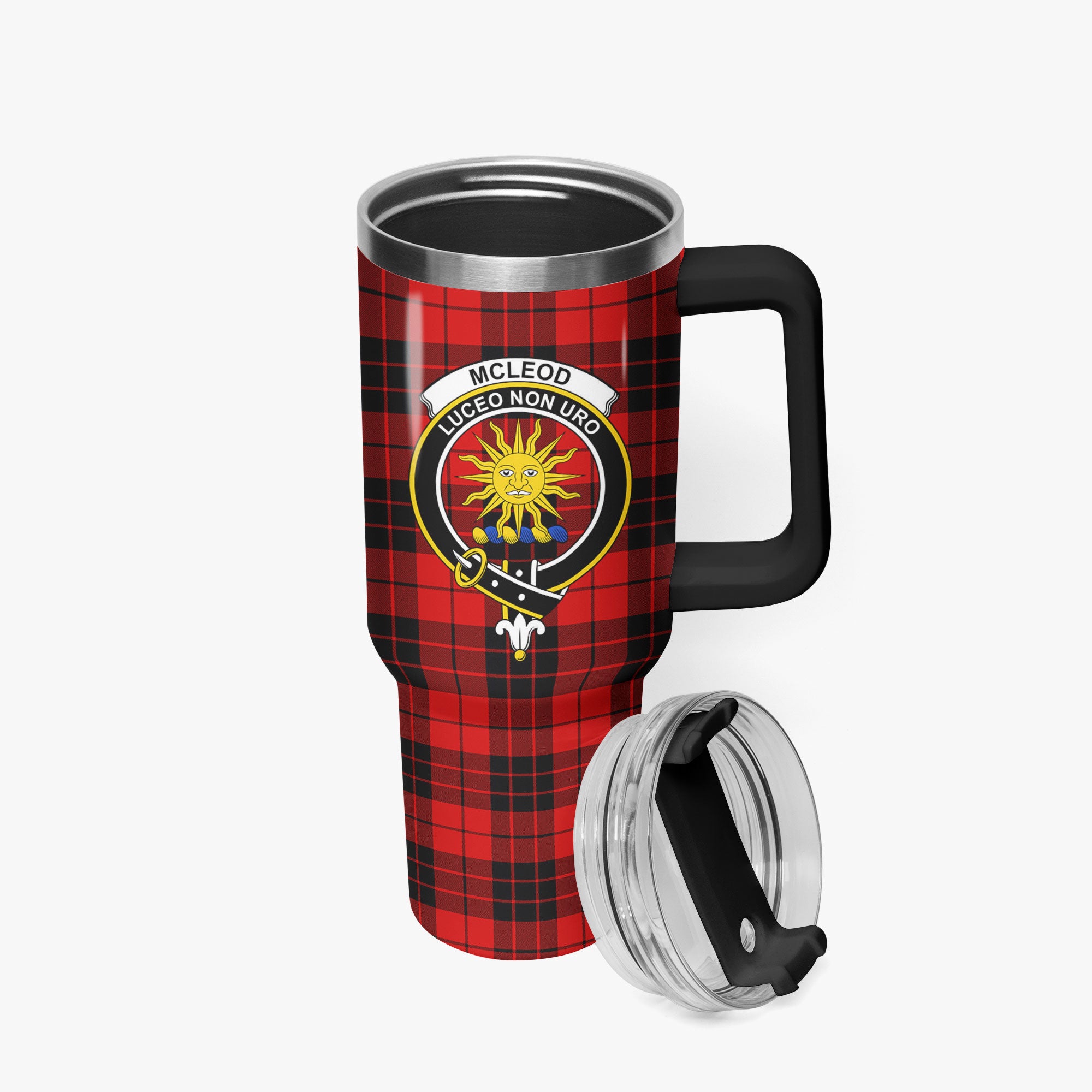 McLeod of Raasay Tartan Crest 40 oz Insulated Tumbler with Handle