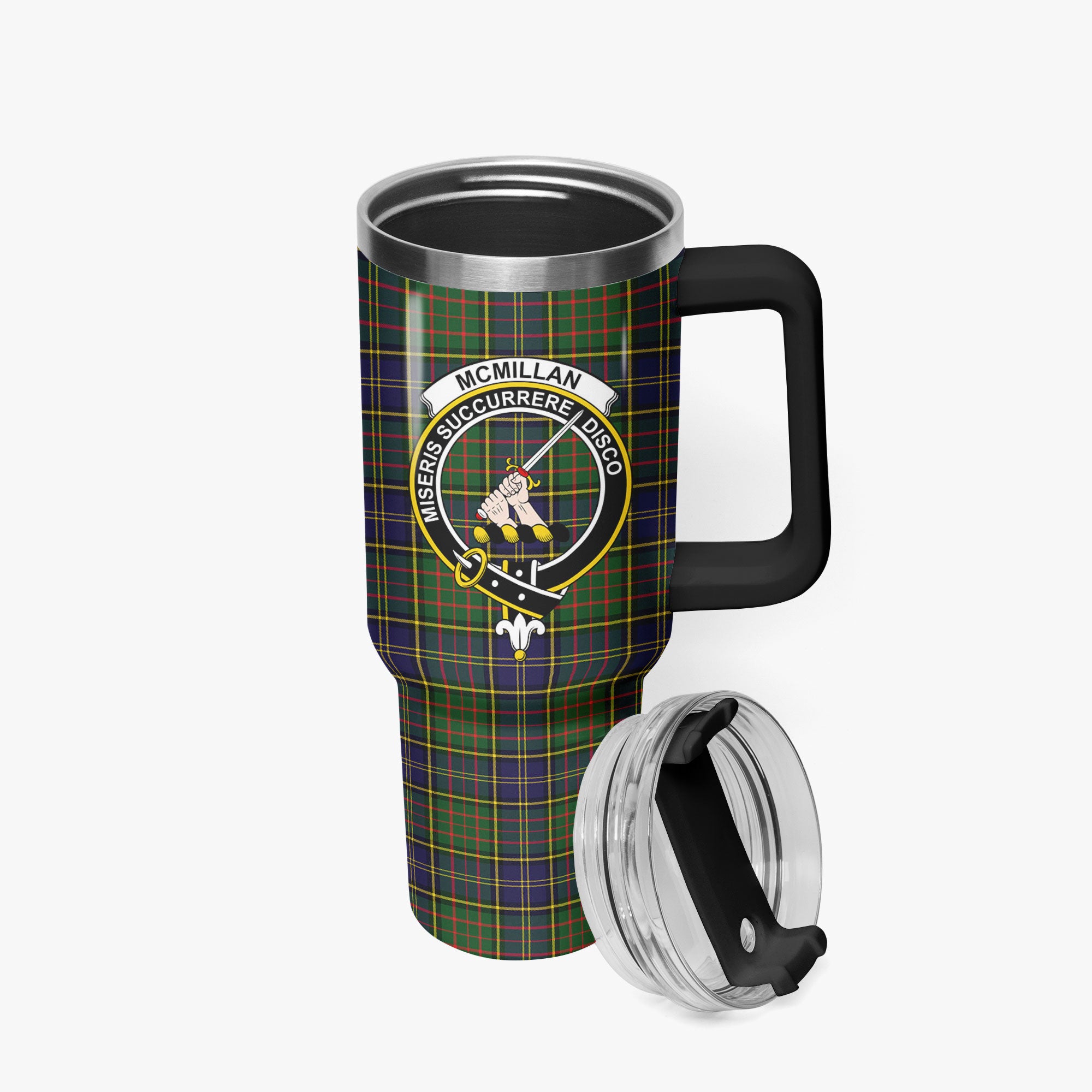 McMillan Hunting Modern Tartan Crest 40 oz Insulated Tumbler with Handle