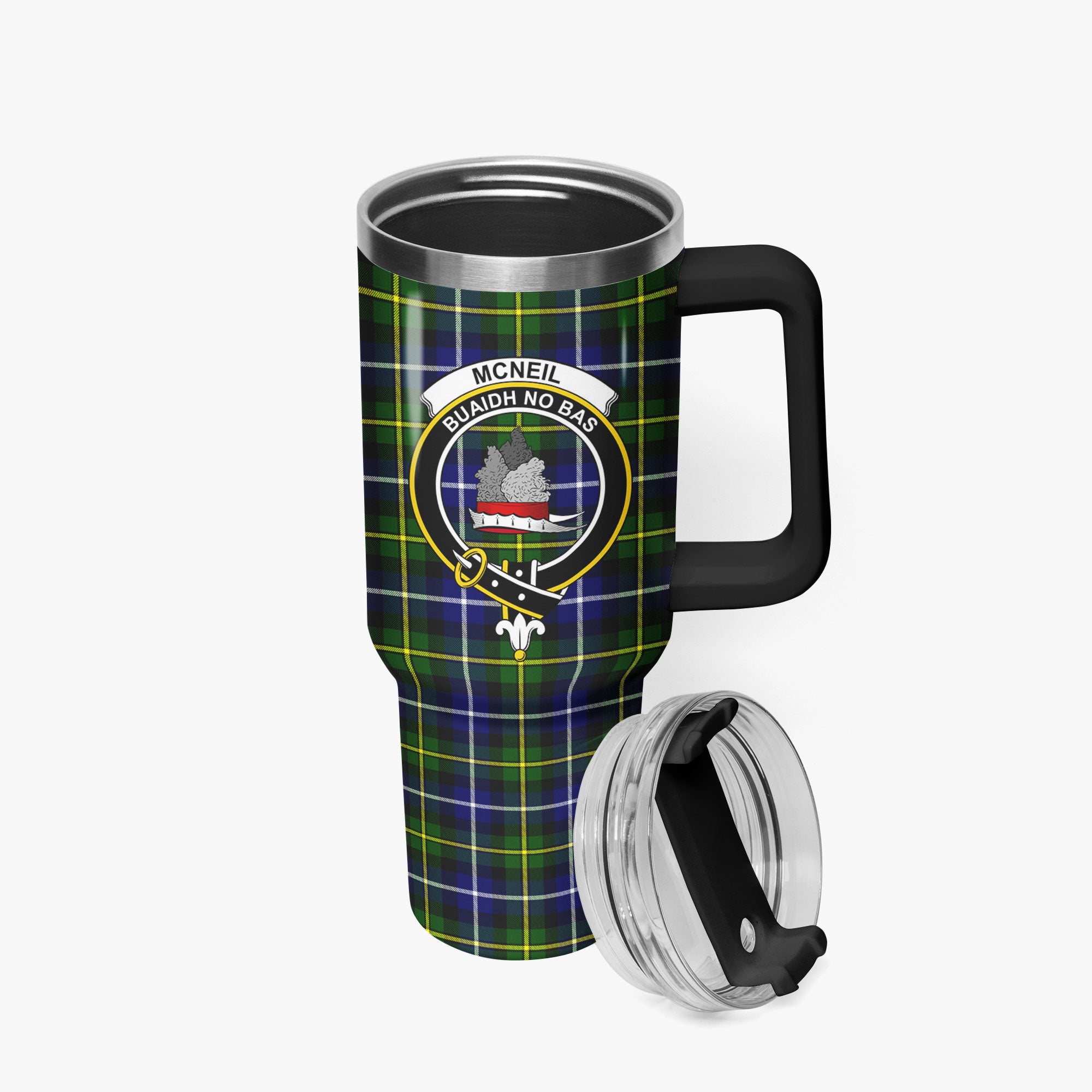McNeil of Barra Modern Tartan Crest 40 oz Insulated Tumbler with Handle