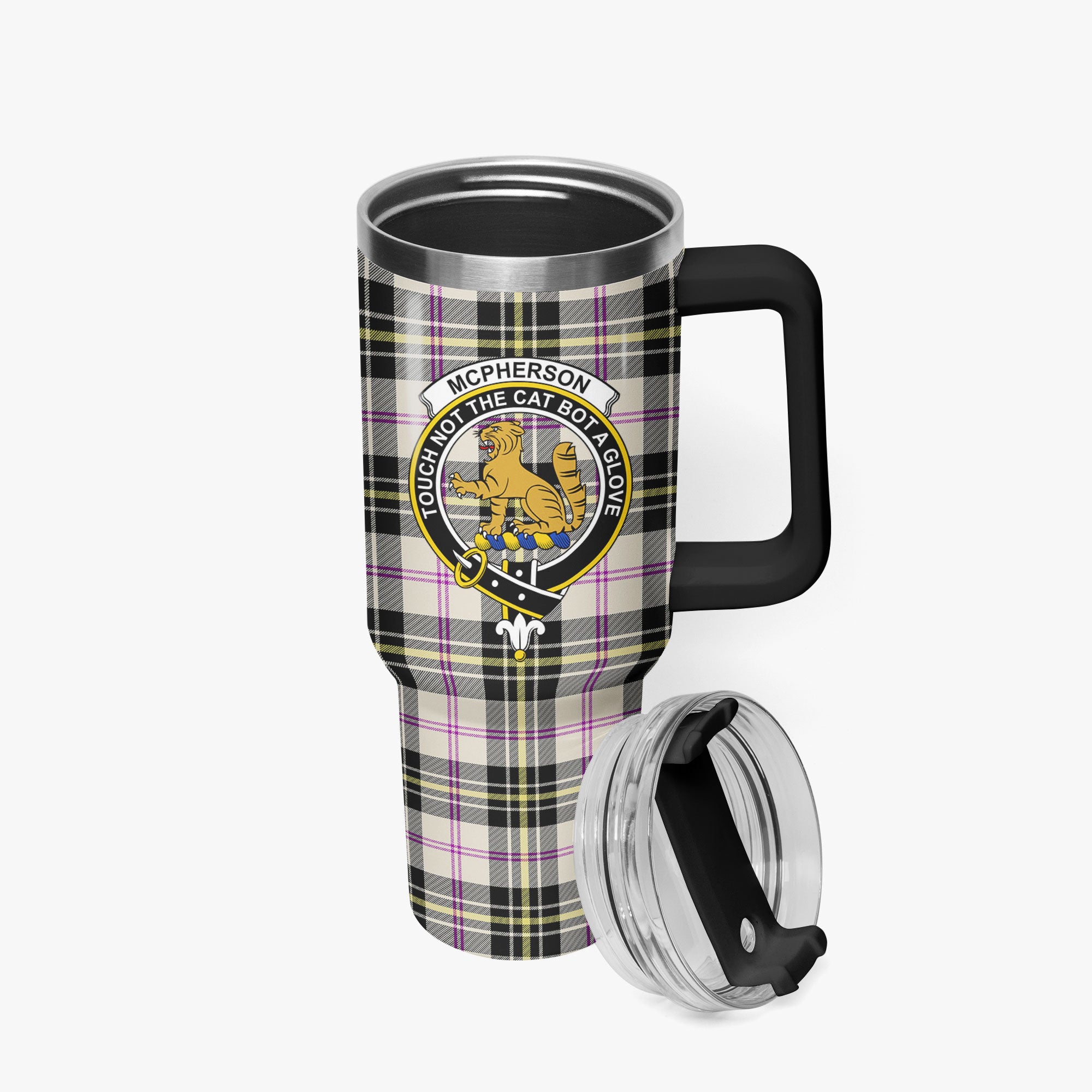 McPherson Dress Ancient Tartan Crest 40 oz Insulated Tumbler with Handle