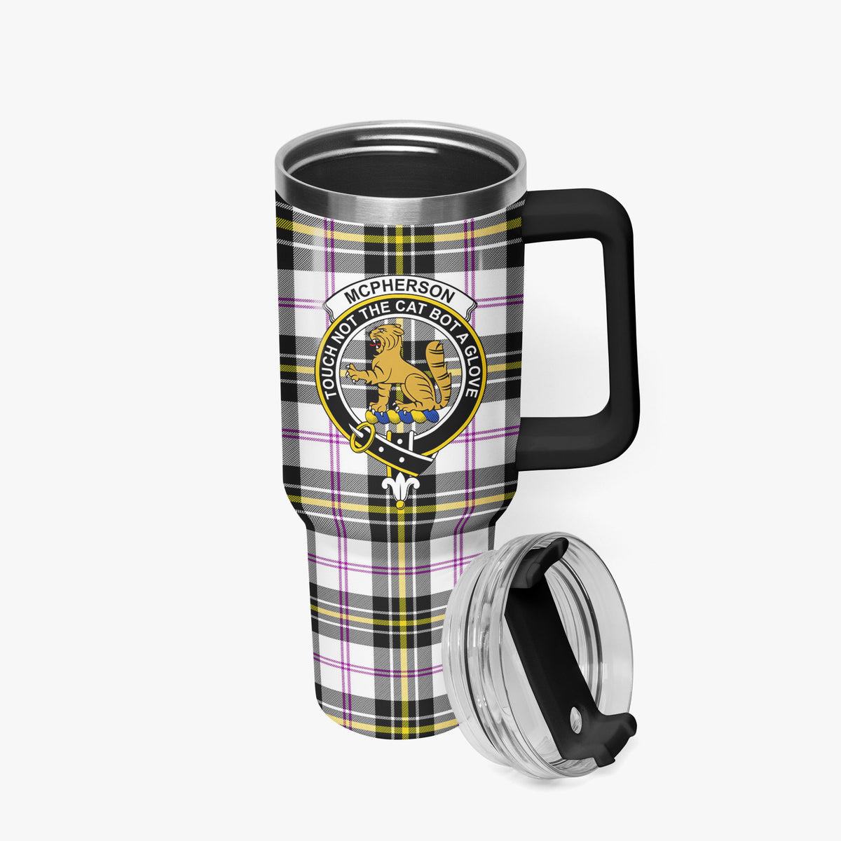 McPherson Dress Modern Tartan Crest 40 oz Insulated Tumbler with Handle