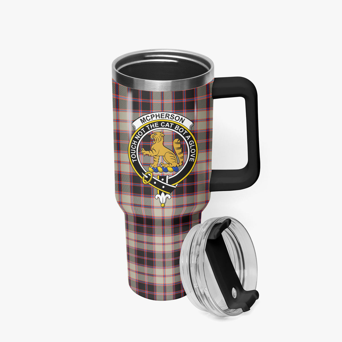 McPherson Hunting Ancient Tartan Crest 40 oz Insulated Tumbler with Handle