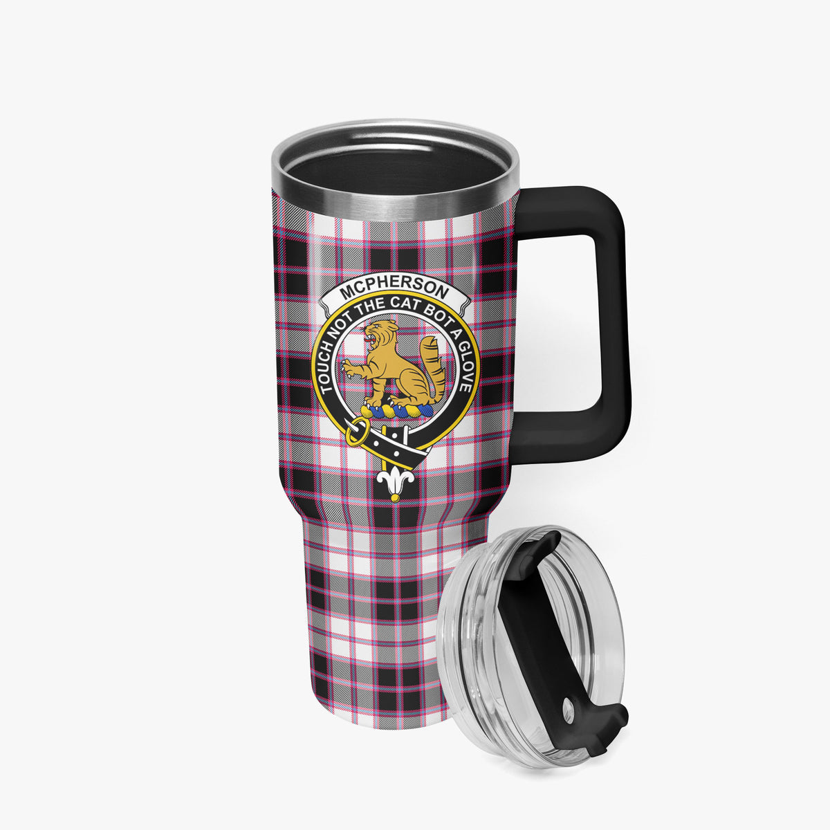 McPherson Hunting Modern Tartan Crest 40 oz Insulated Tumbler with Handle