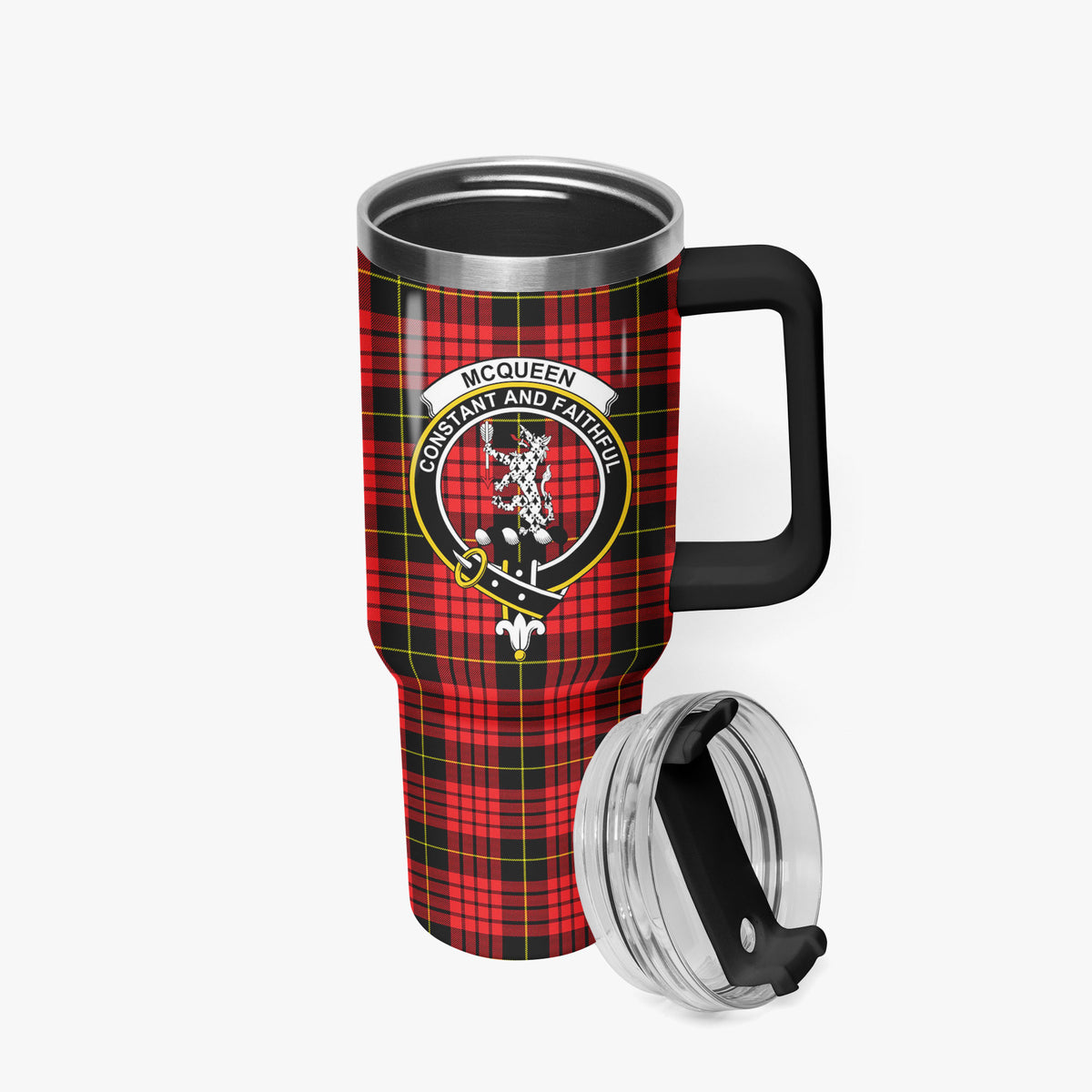 McQueen Modern Tartan Crest 40 oz Insulated Tumbler with Handle