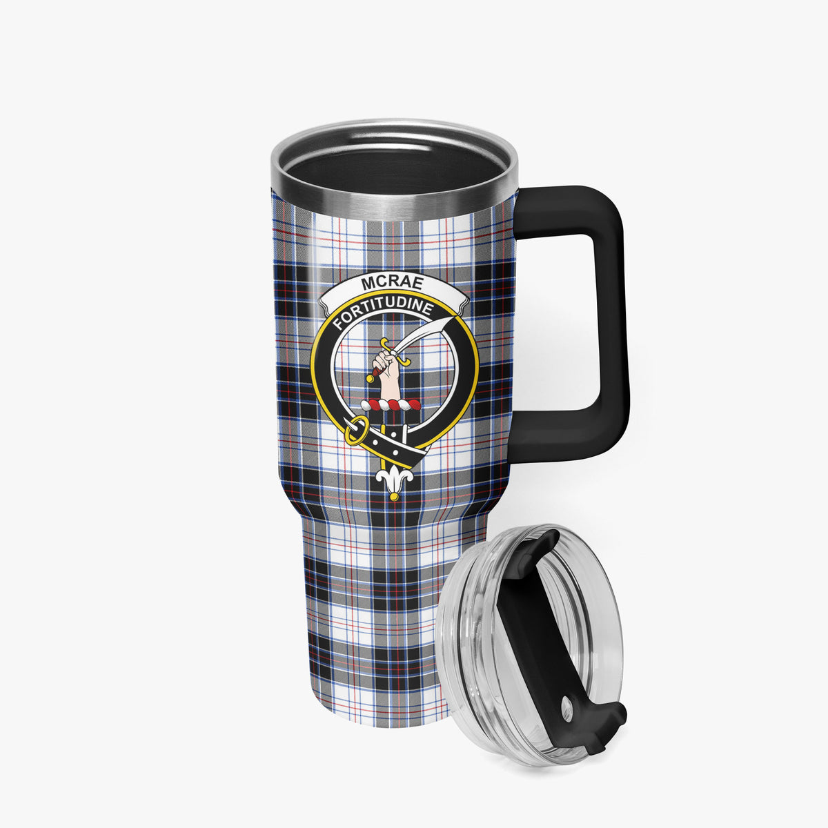 McRae Dress Modern Tartan Crest 40 oz Insulated Tumbler with Handle