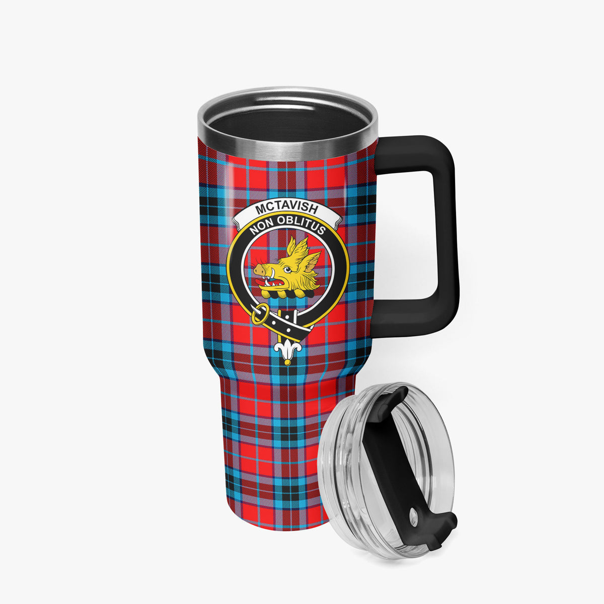 McTavish Modern Tartan Crest 40 oz Insulated Tumbler with Handle