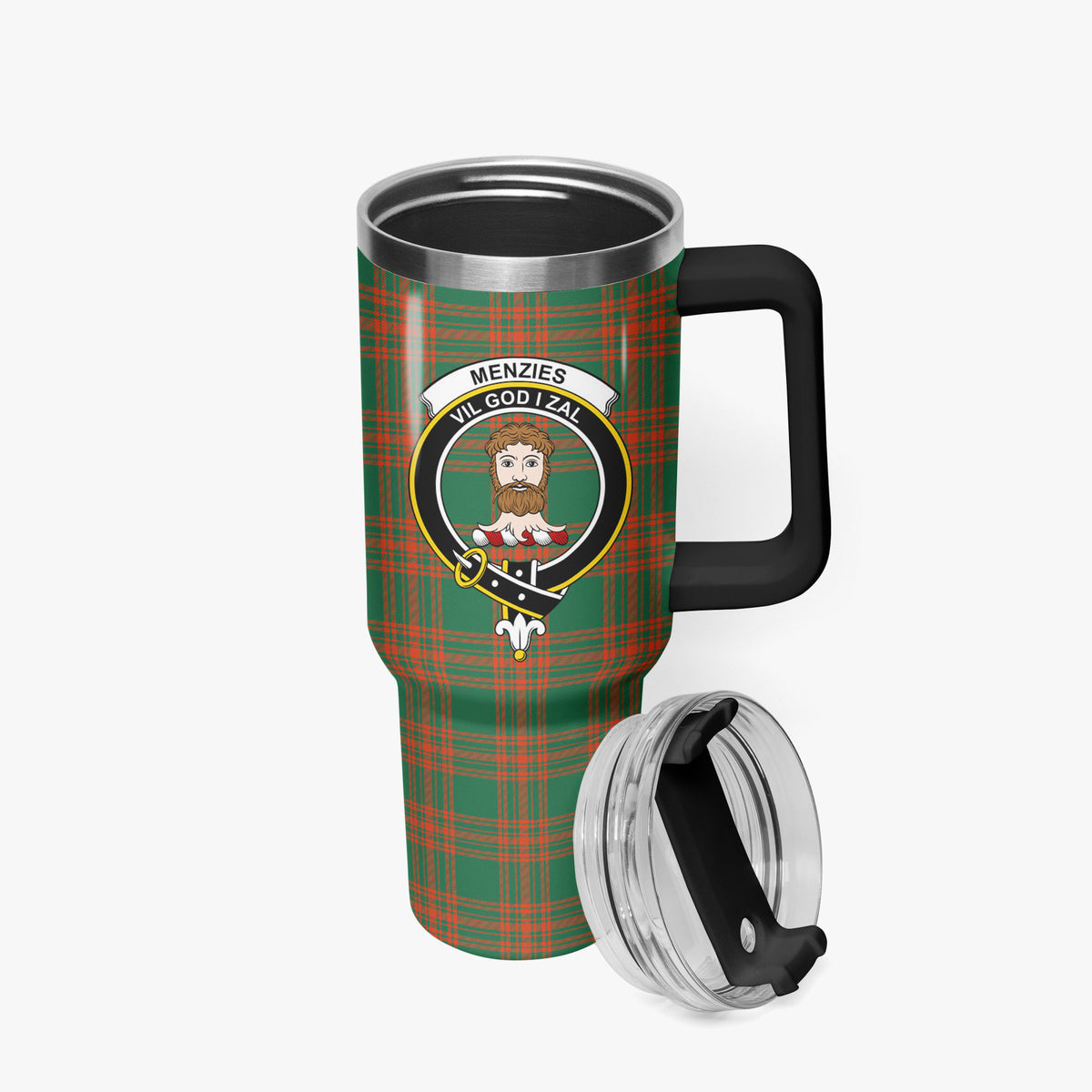 Menzies Green Ancient Tartan Crest 40 oz Insulated Tumbler with Handle