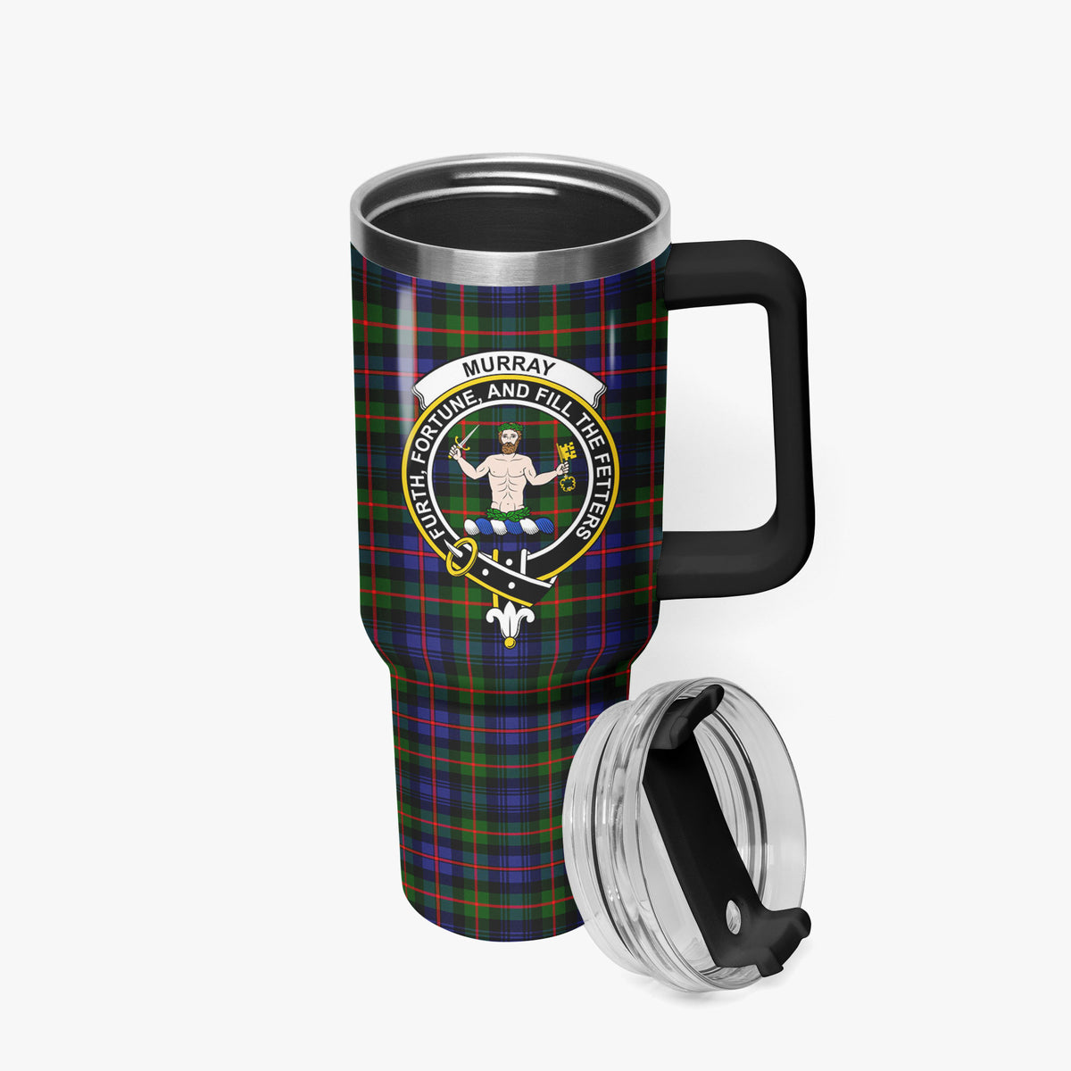 Murray of Atholl Modern Tartan Crest 40 oz Insulated Tumbler with Handle