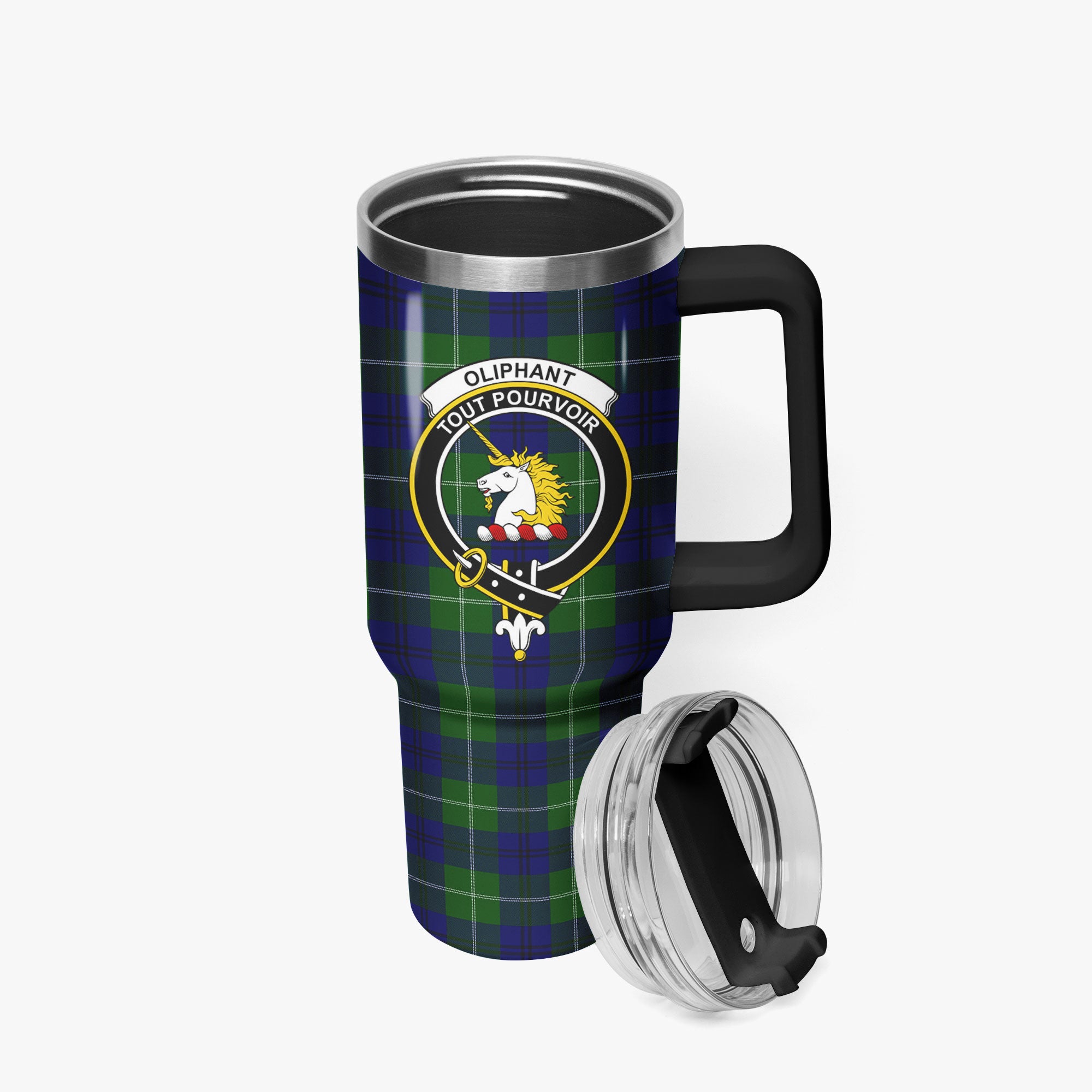 Oliphant Modern Tartan Crest 40 oz Insulated Tumbler with Handle