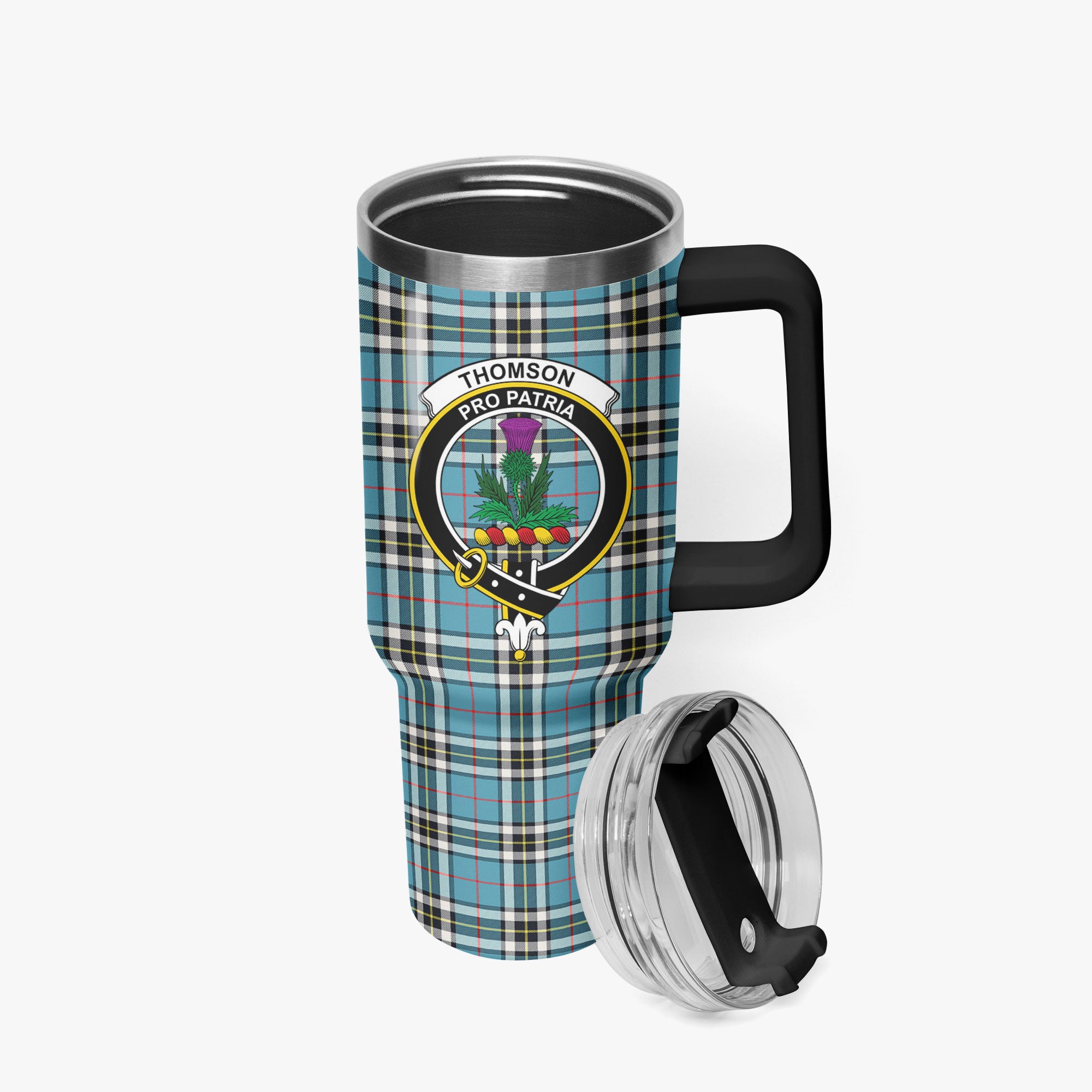 Thomson Blue Tartan Crest 40 oz Insulated Tumbler with Handle
