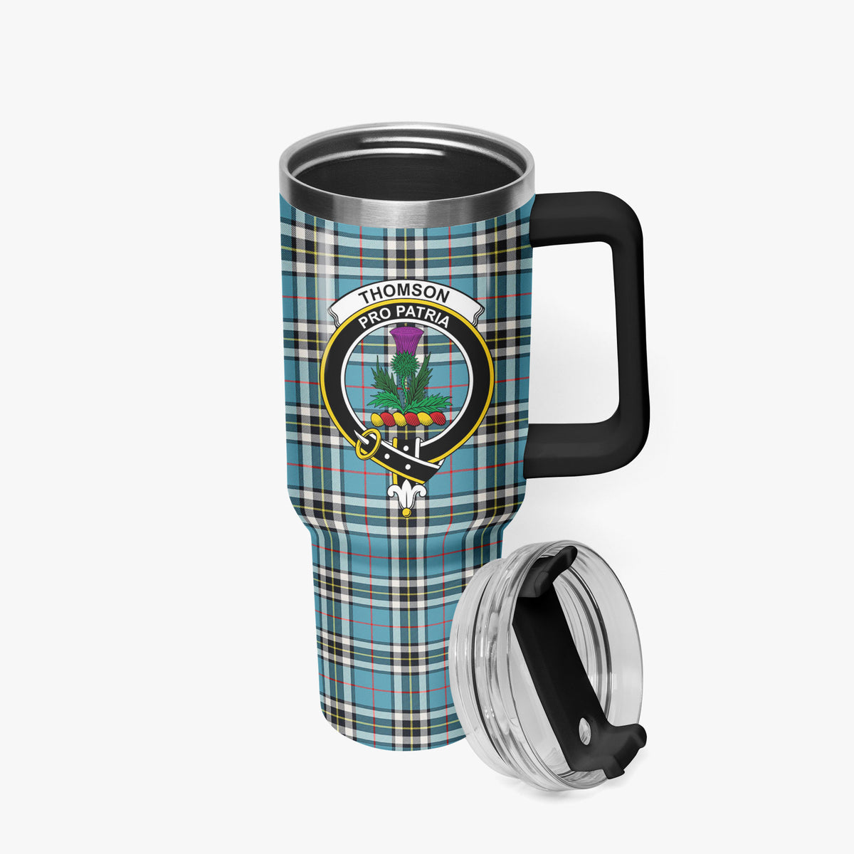 Thomson Blue Tartan Crest 40 oz Insulated Tumbler with Handle