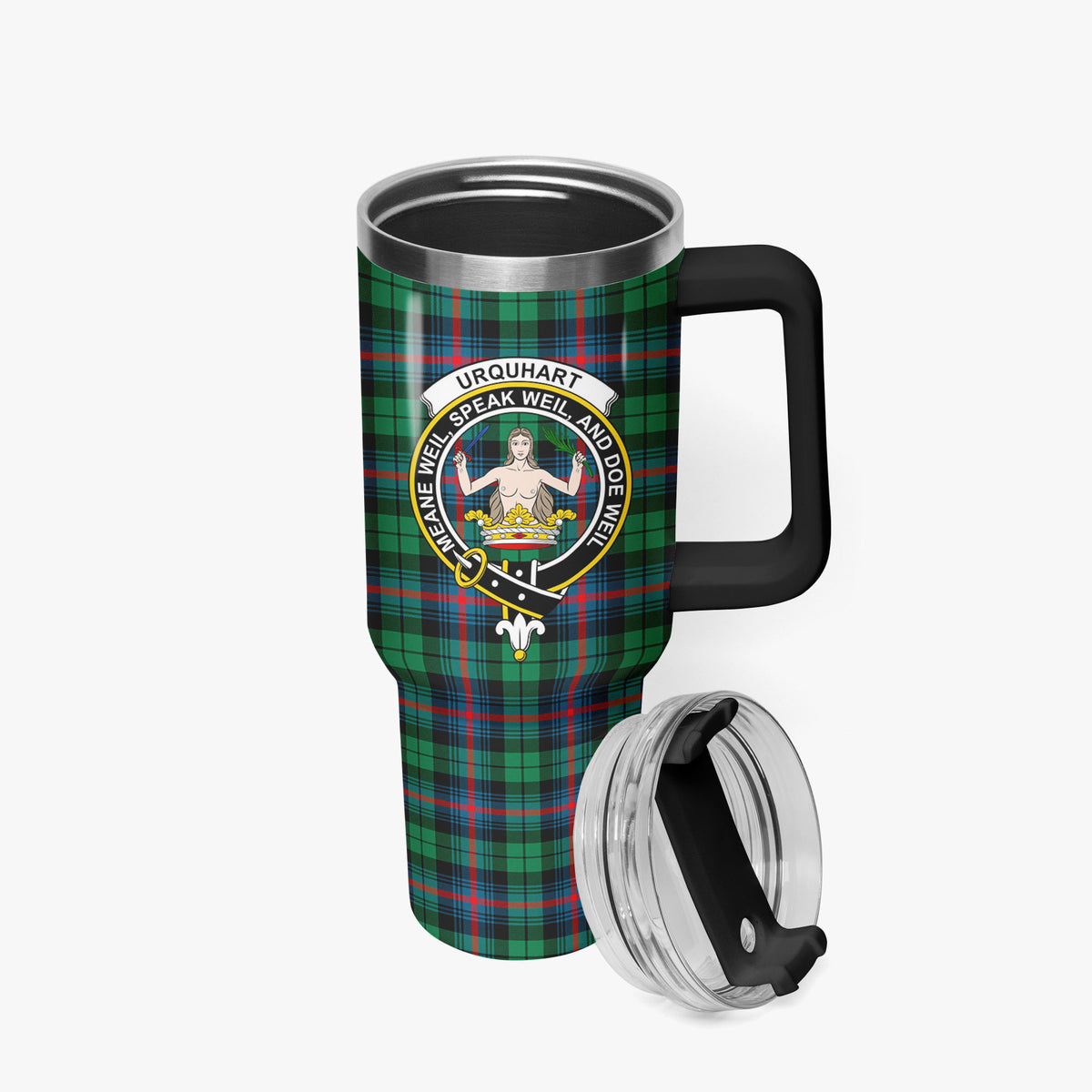 Urquhart Broad Red Ancient Tartan Crest 40 oz Insulated Tumbler with Handle