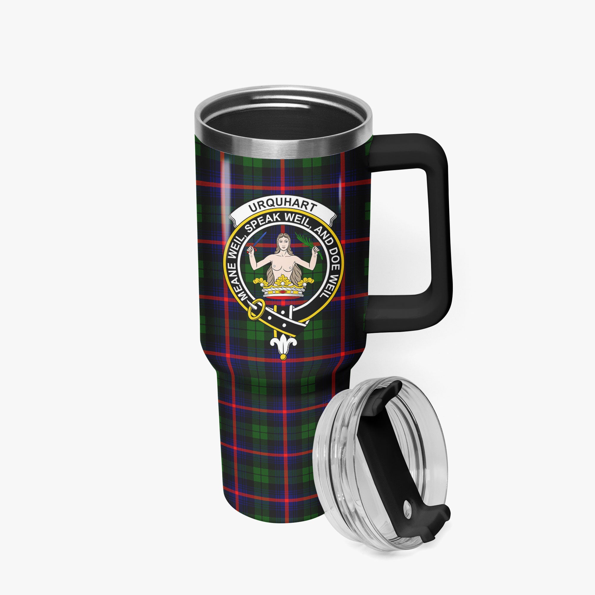 Urquhart Modern Tartan Crest 40 oz Insulated Tumbler with Handle