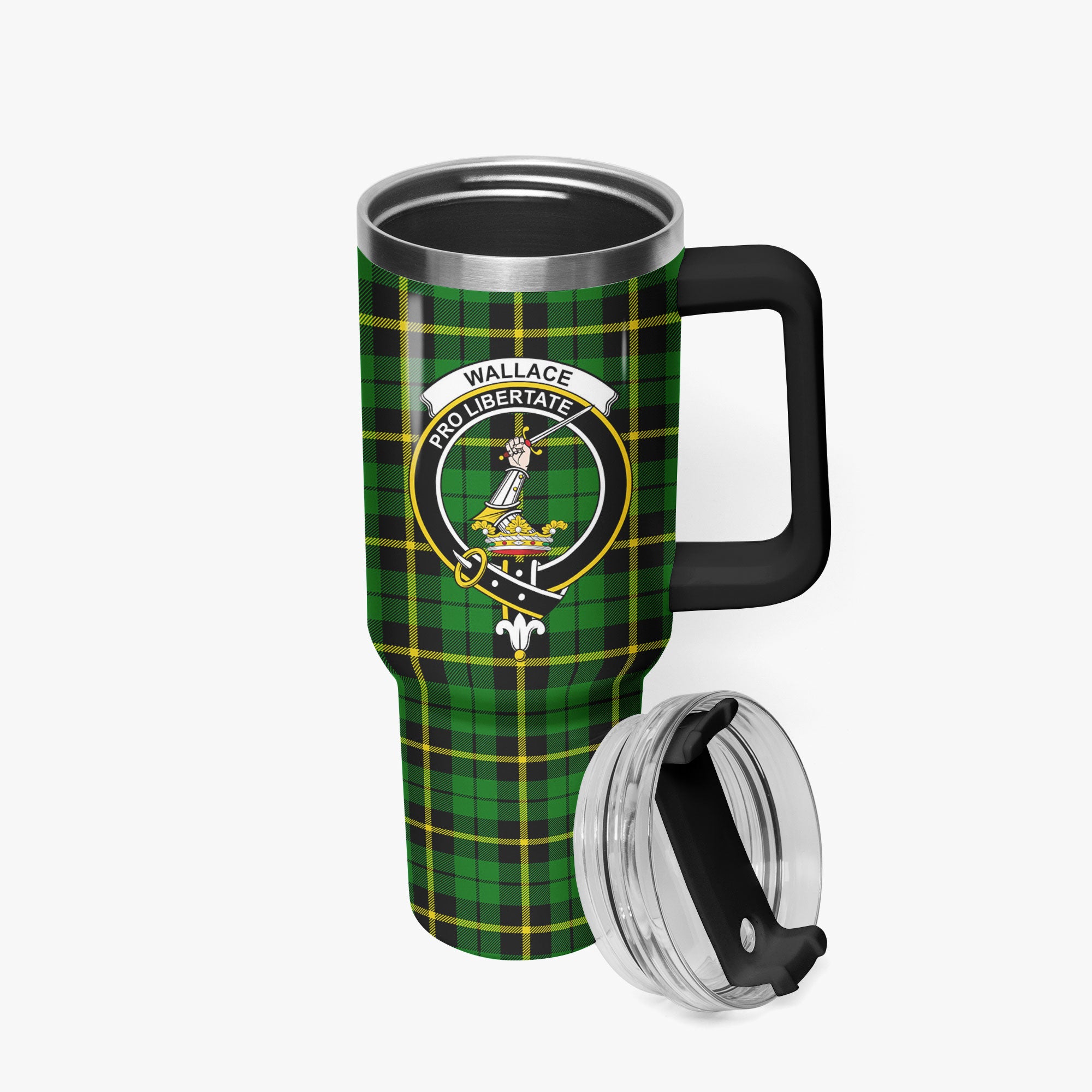Wallace Hunting Modern Tartan Crest 40 oz Insulated Tumbler with Handle