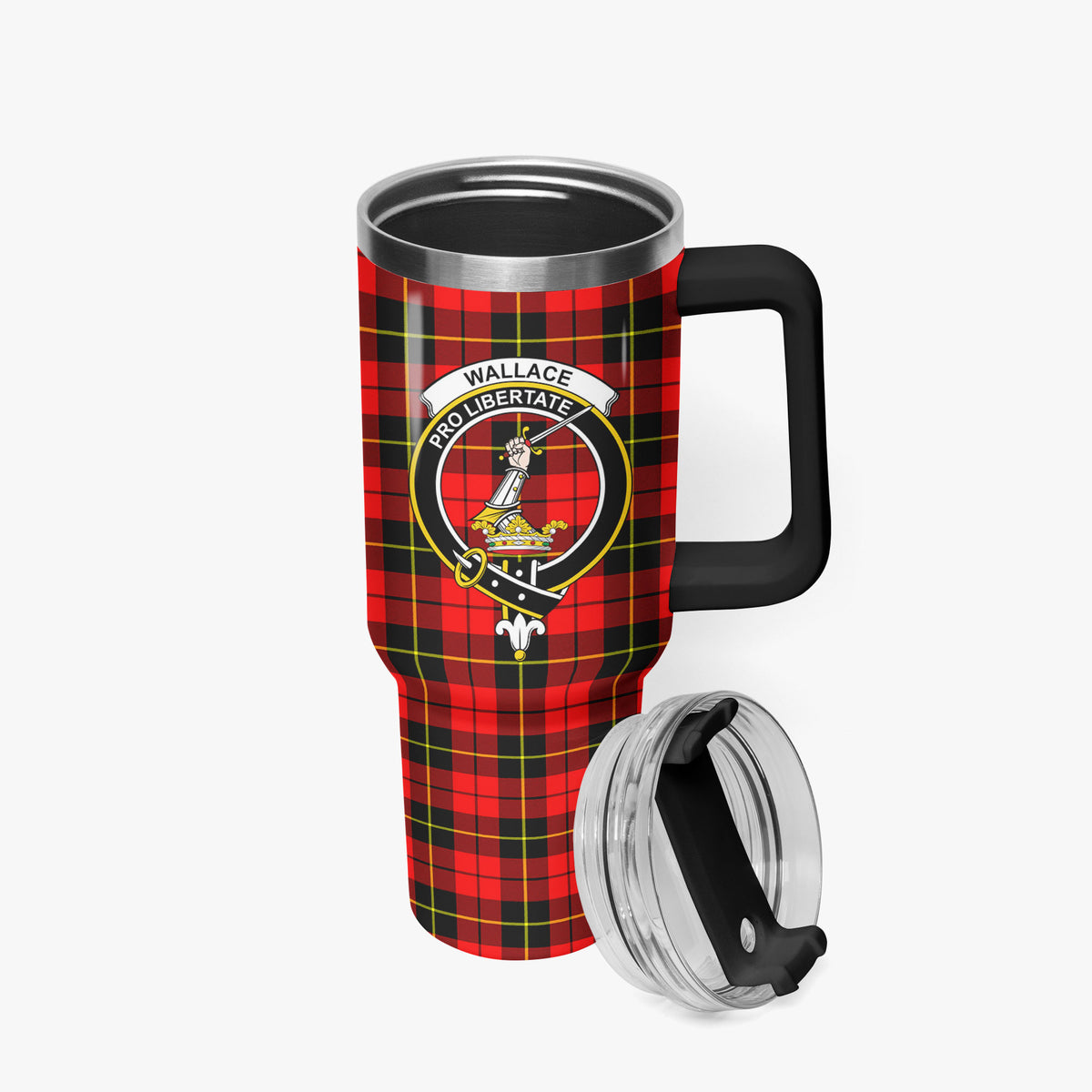 Wallace Hunting Red Tartan Crest 40 oz Insulated Tumbler with Handle