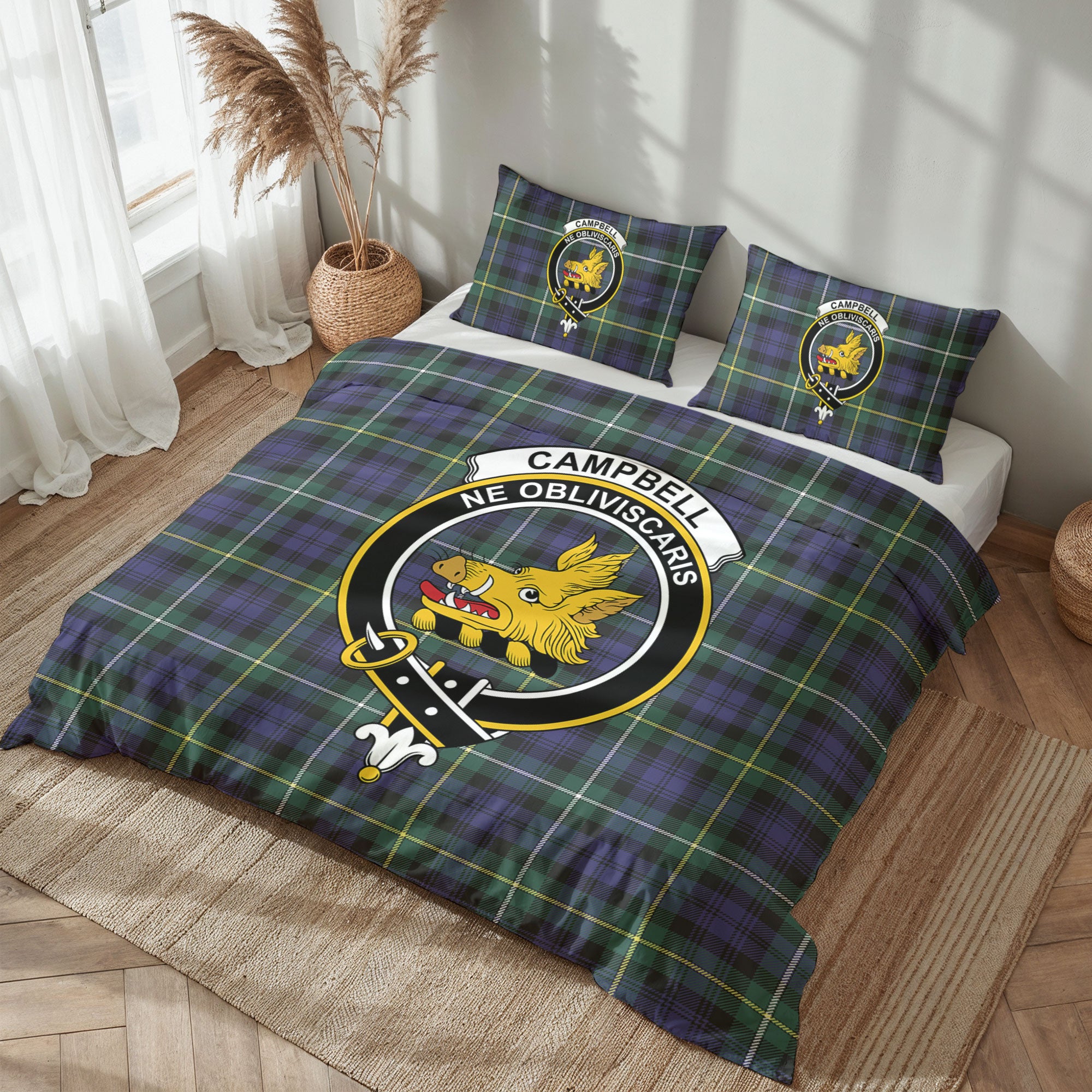 Campbell Argyll Modern Tartan Crest Bedding Set