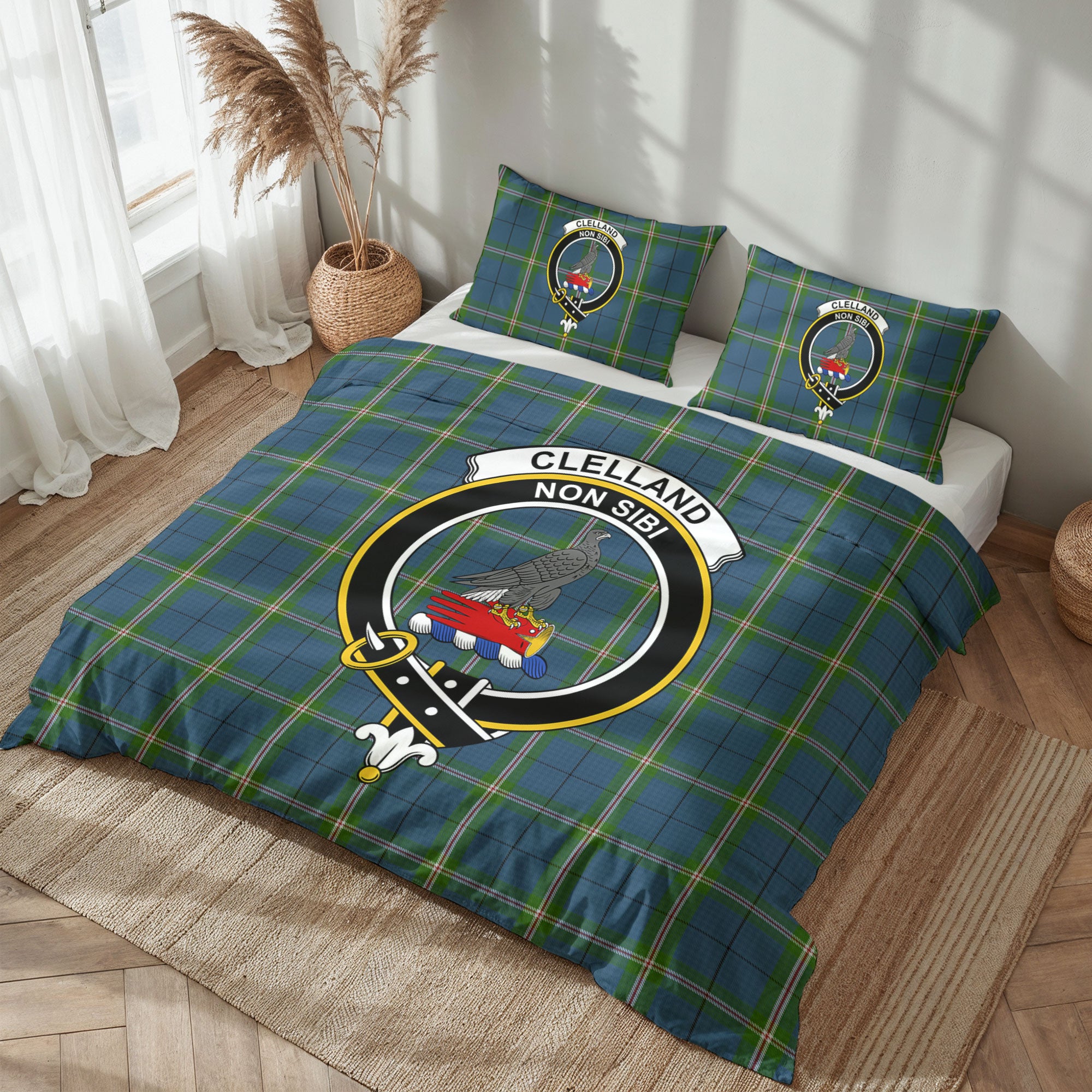 Clelland Tartan Crest Bedding Set