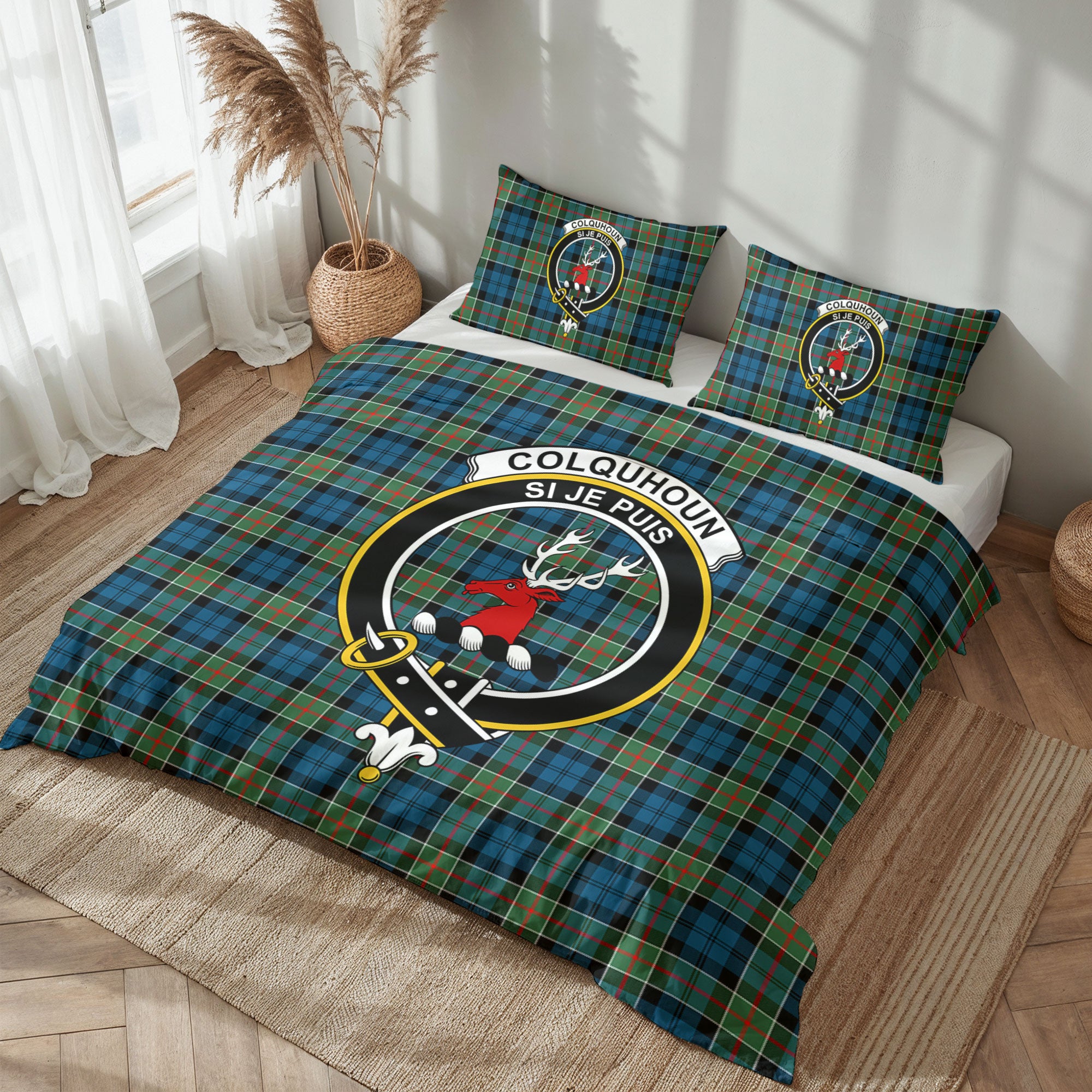 Colquhoun Ancient Tartan Crest Bedding Set