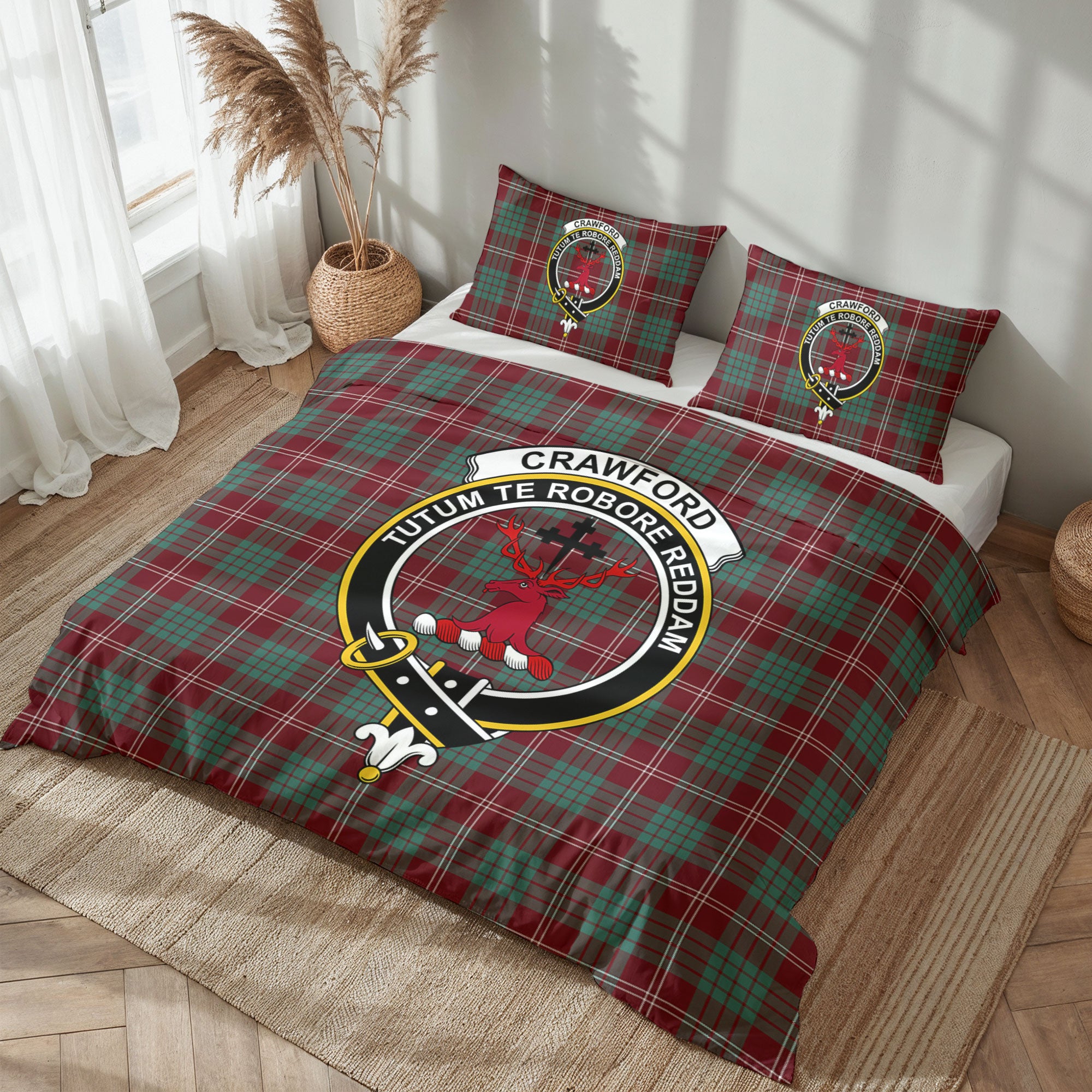 Crawford Modern Tartan Crest Bedding Set