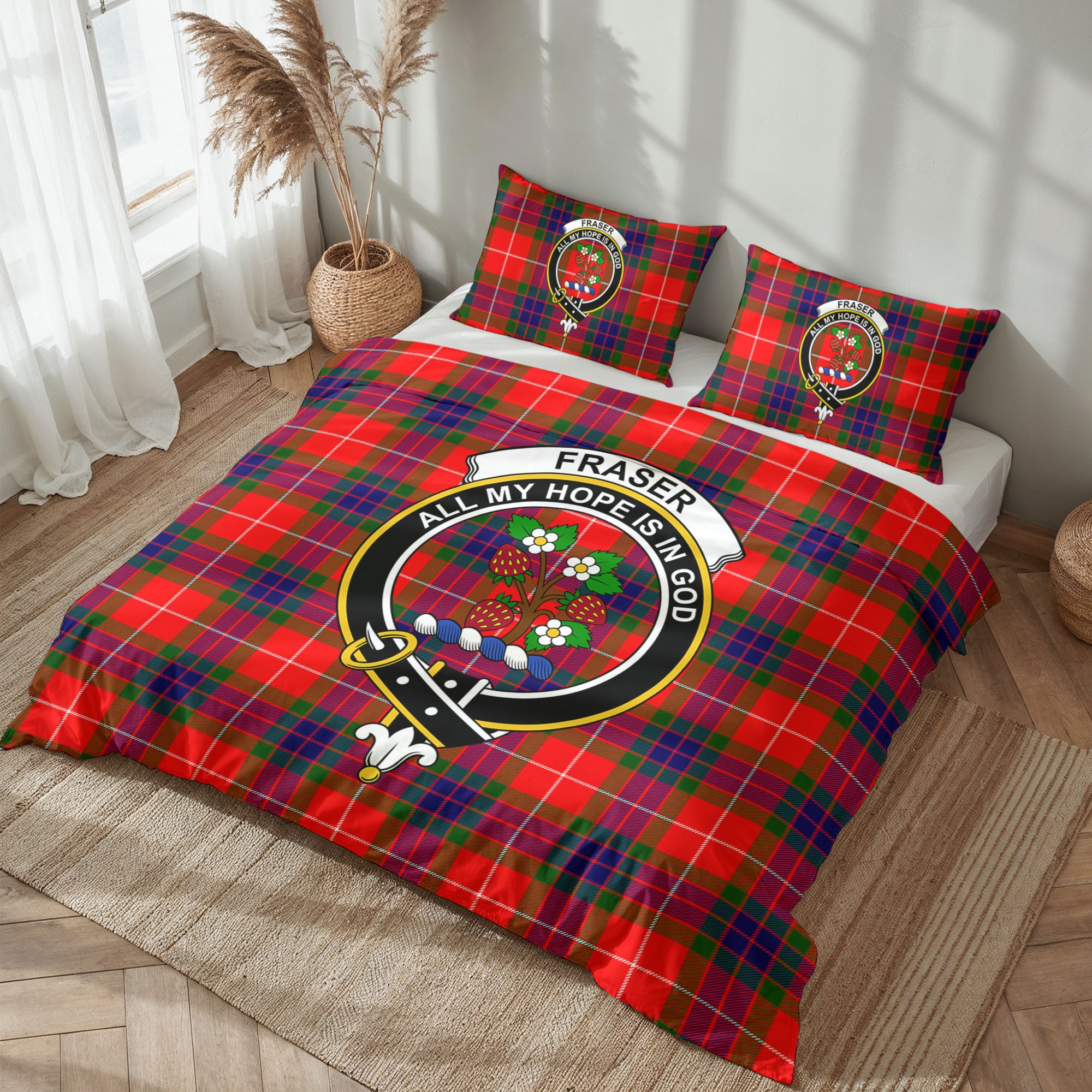 Fraser Tartan Crest Bedding Set