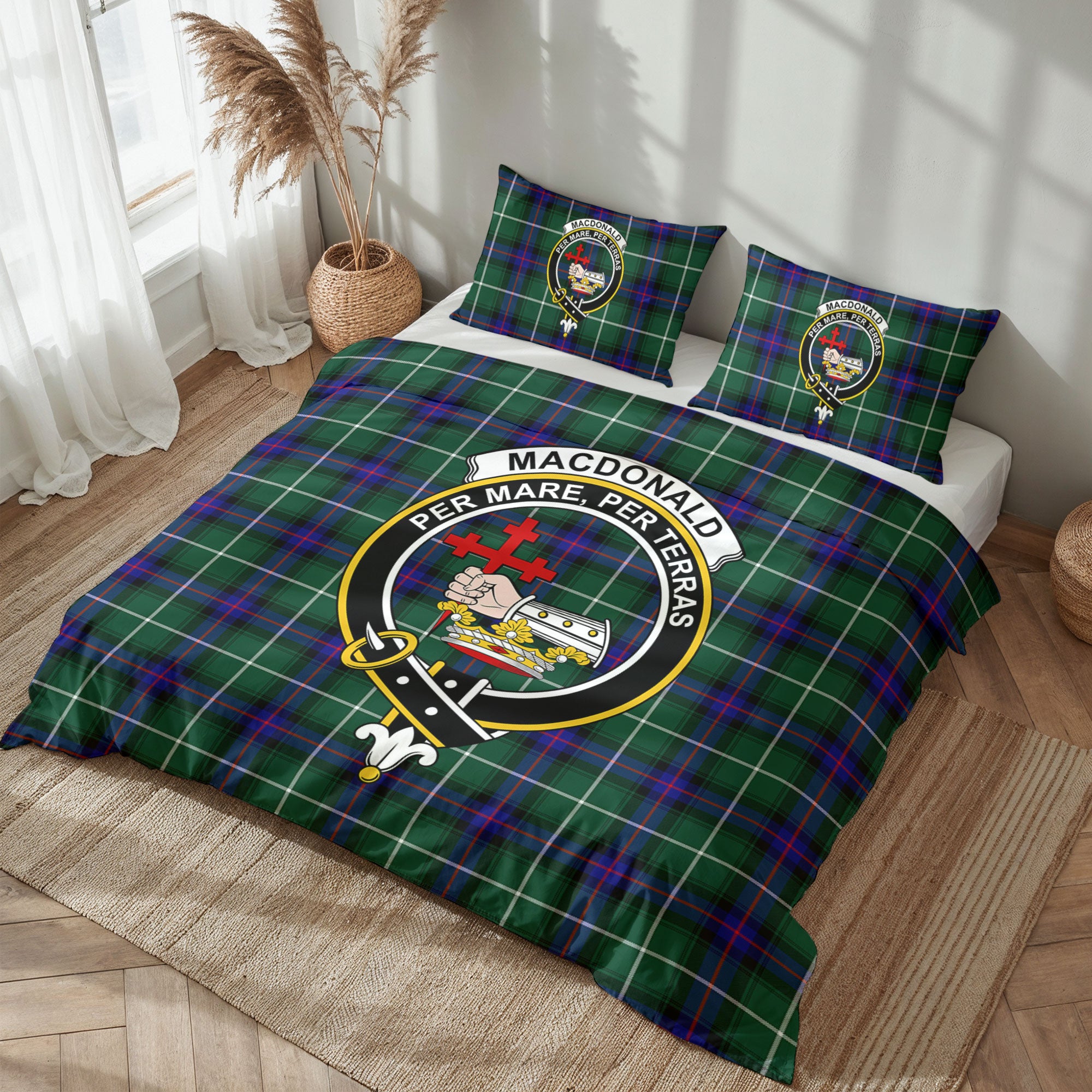 MacDonald of the Isles Hunting Modern Tartan Crest Bedding Set