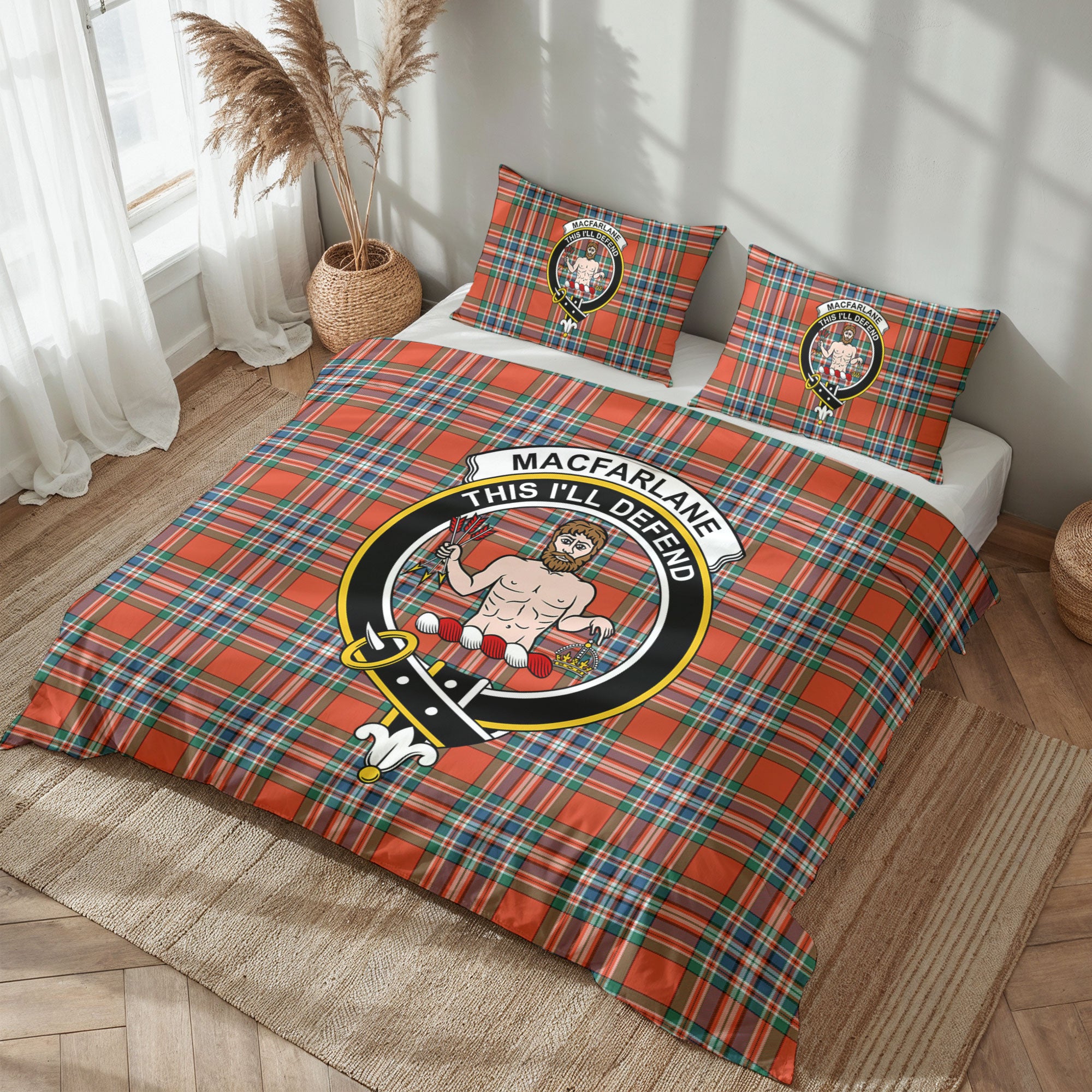 MacFarlane Ancient Tartan Crest Bedding Set