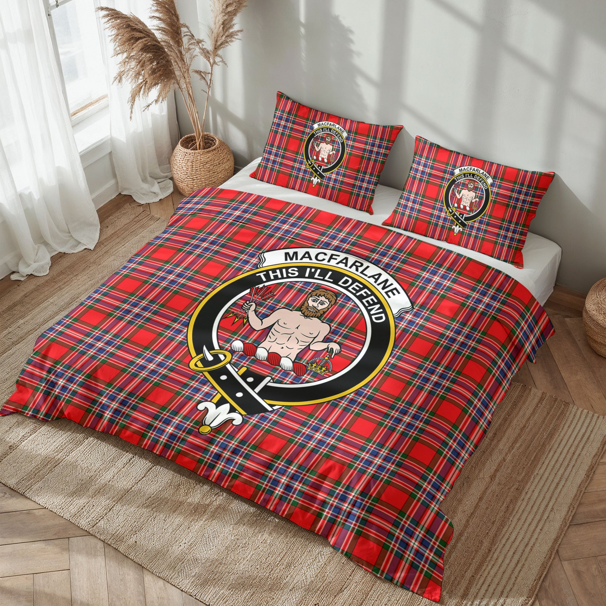 MacFarlane Modern Tartan Crest Bedding Set