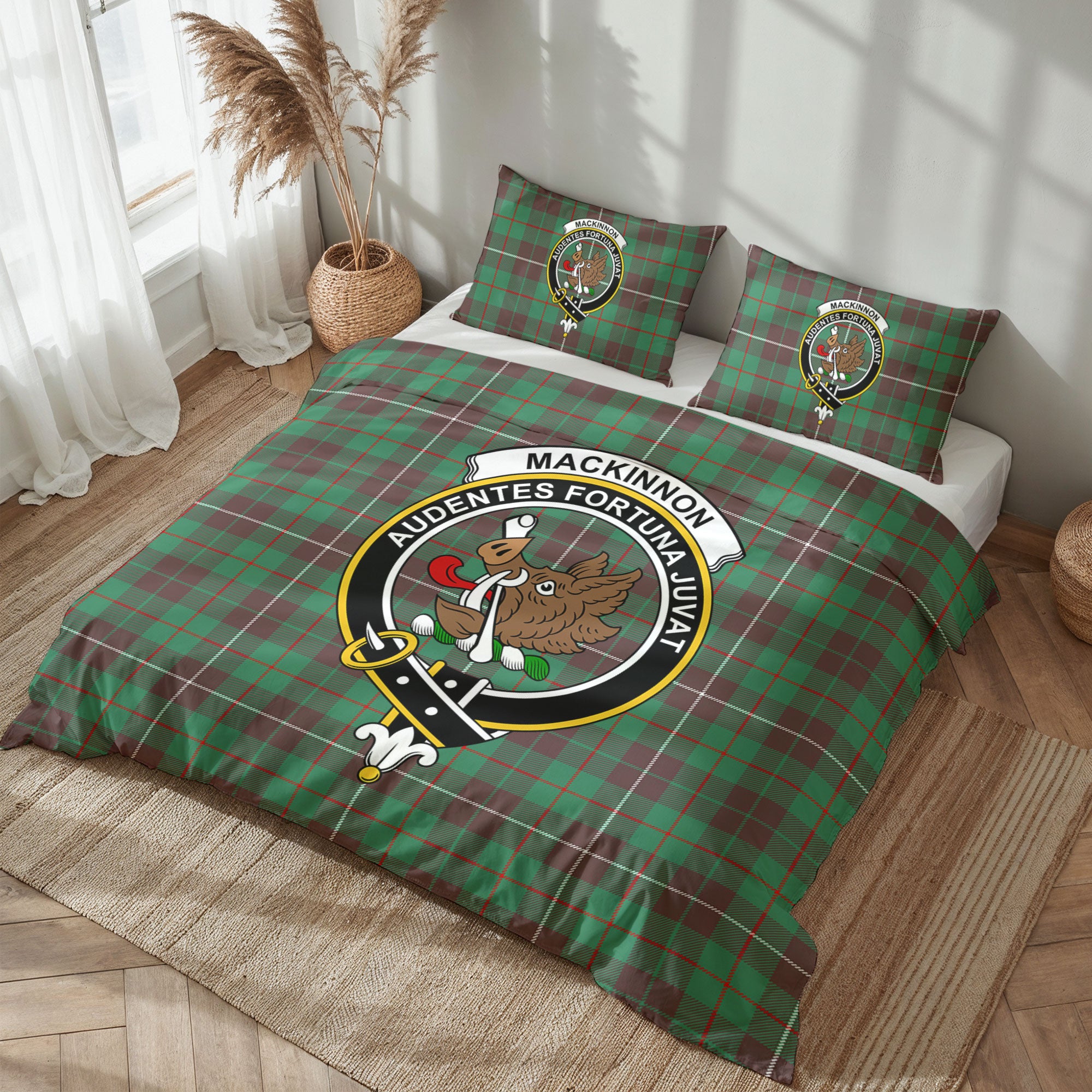MacKinnon Hunting Ancient Tartan Crest Bedding Set