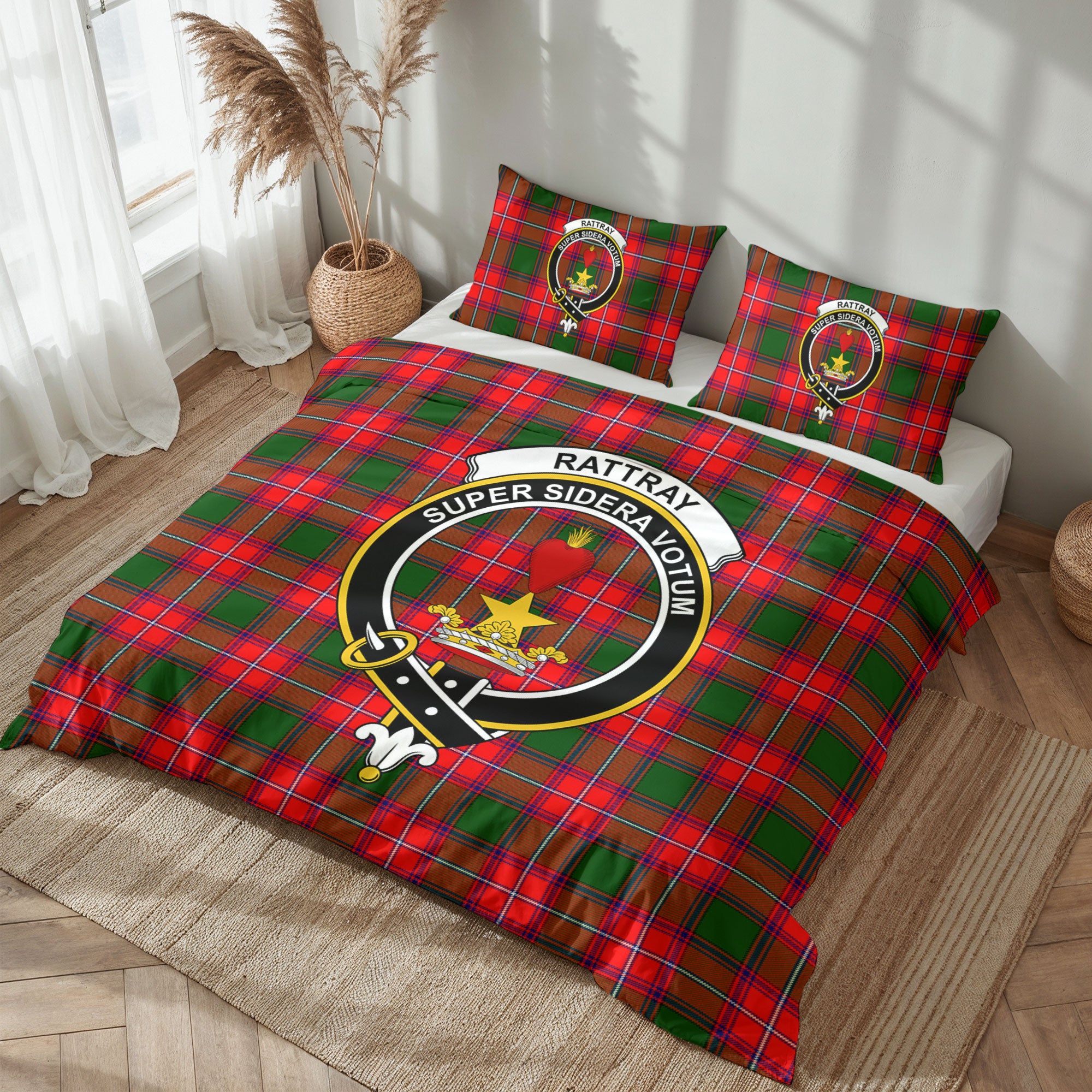 Rattray Modern Tartan Crest Bedding Set