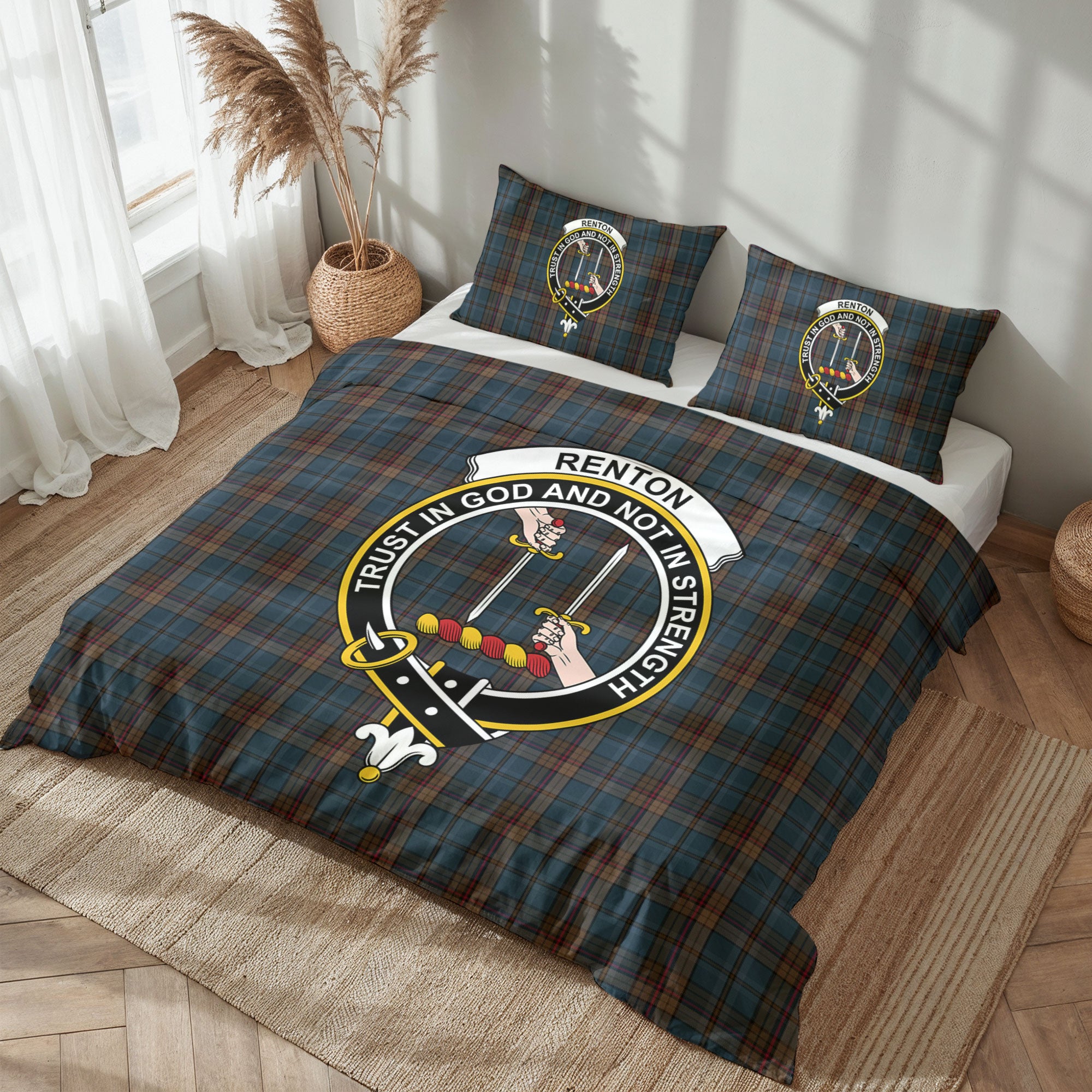 Renton Tartan Crest Bedding Set