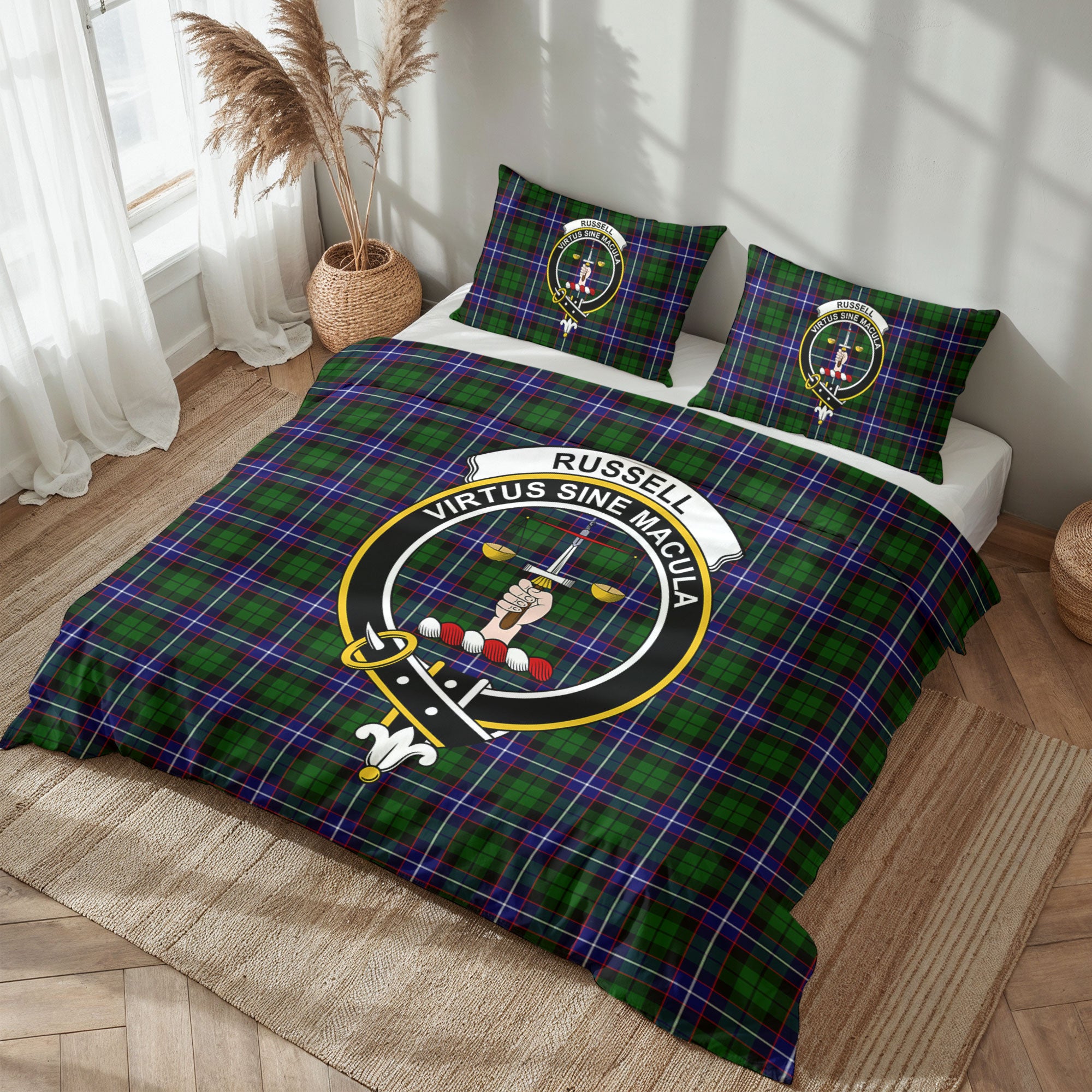 Russell Modern Tartan Crest Bedding Set